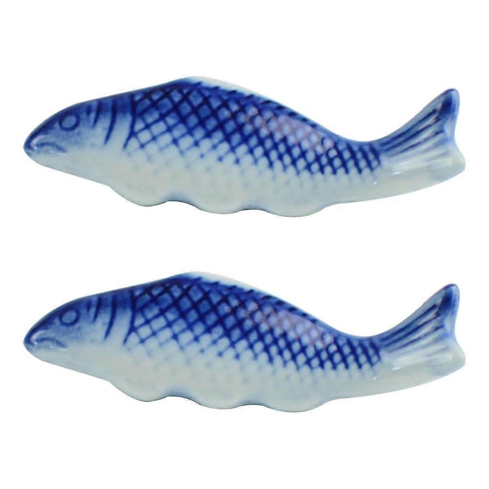 Ceramic Fish Shape Chopstick Rest Stand Dining Room Accessory For Households Table Decoration 2Set