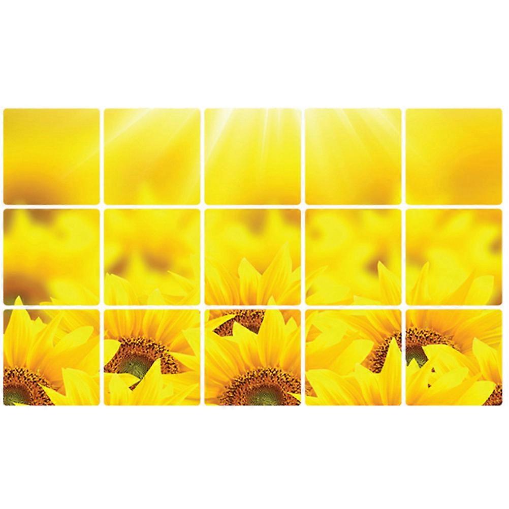Wall Stickers For Kitchen Sunflower Shape Oil-Proof PVC Material Waterproof High Temperature Resistant Removable Easy to Clean 60x45x0.1cm 1Pcs