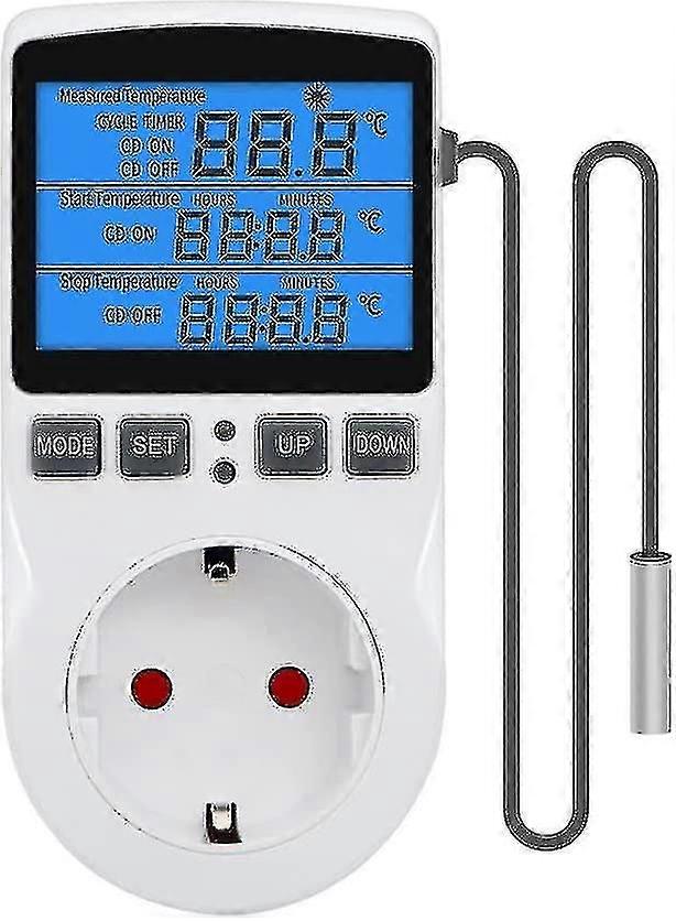 Digital Thermostat Socket, Temperature Controller 230v With Sensor, Lcd Screen Temperature Switch, Heating Cooling Thermostat Plug, Timer Day Night Te