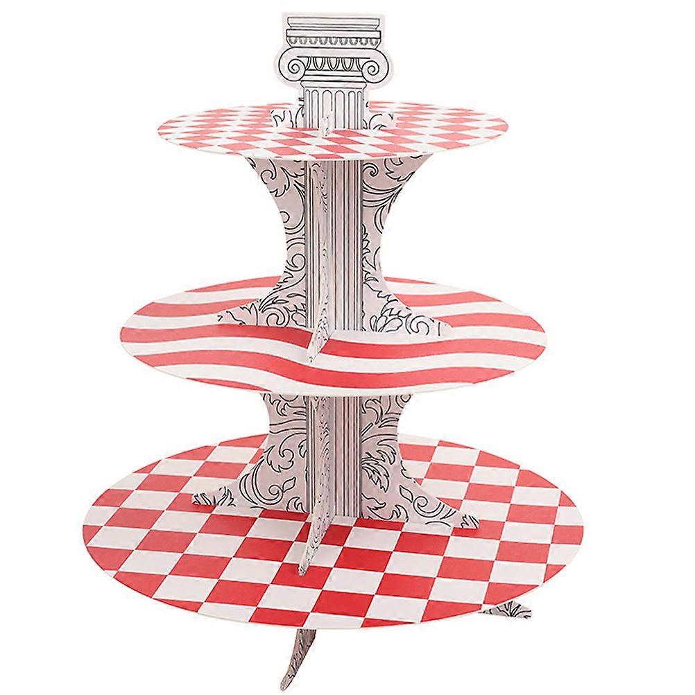 Mini Cake Stand Dessert Display Rack Party Multilayer Red 33.30X29.00X29.00CM Food Display 1Set