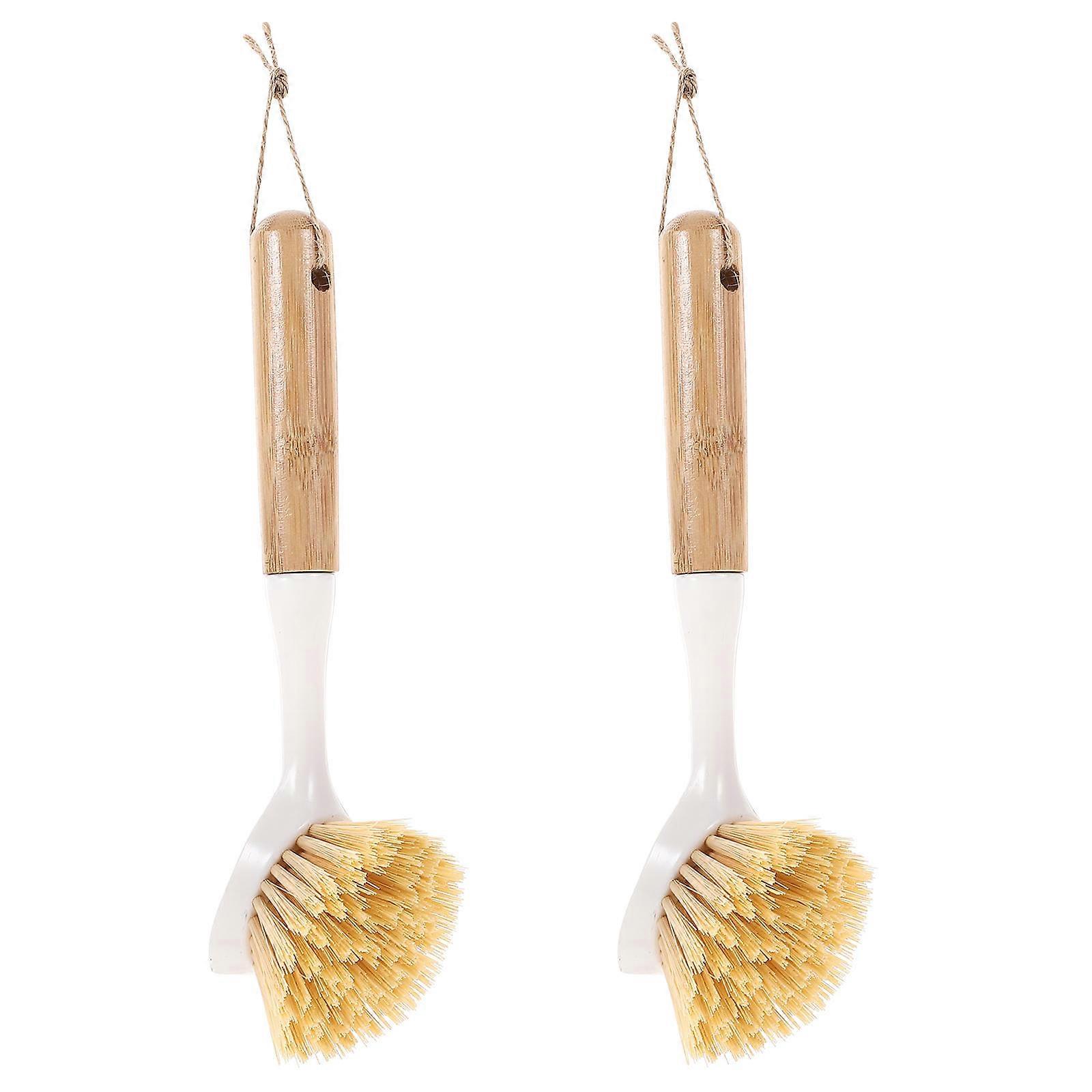 Handheld Dishwashing Brush Wok Brushes For Kitchen Utensils 21x6cm White Multi-Functional 2Pack