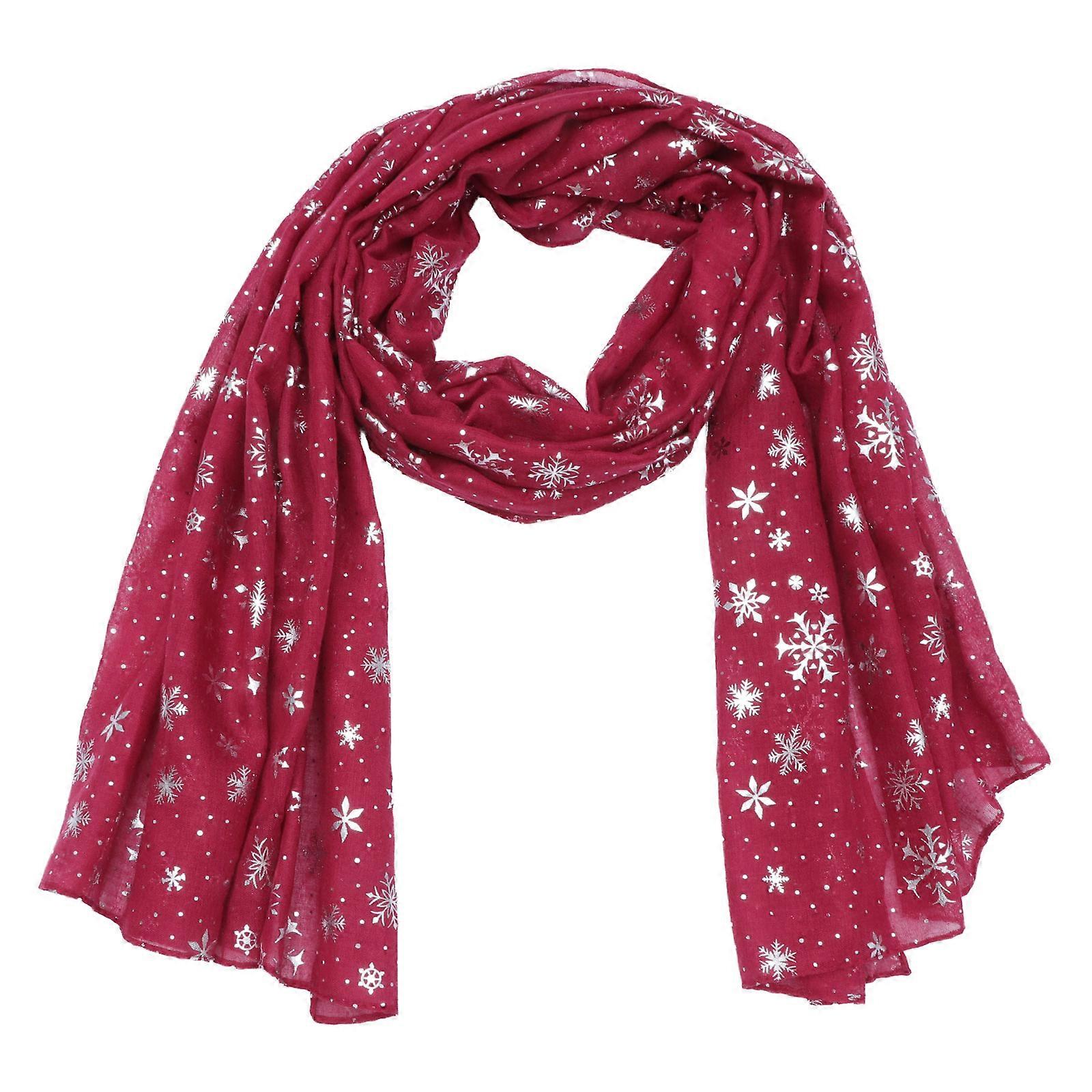 Christmas Snowflake Pattern Scarf for Women – Sparkly Xmas Design Shawl Wrap, Comfortable & Durable Neck Head Scarf for Holiday Parties & Winter