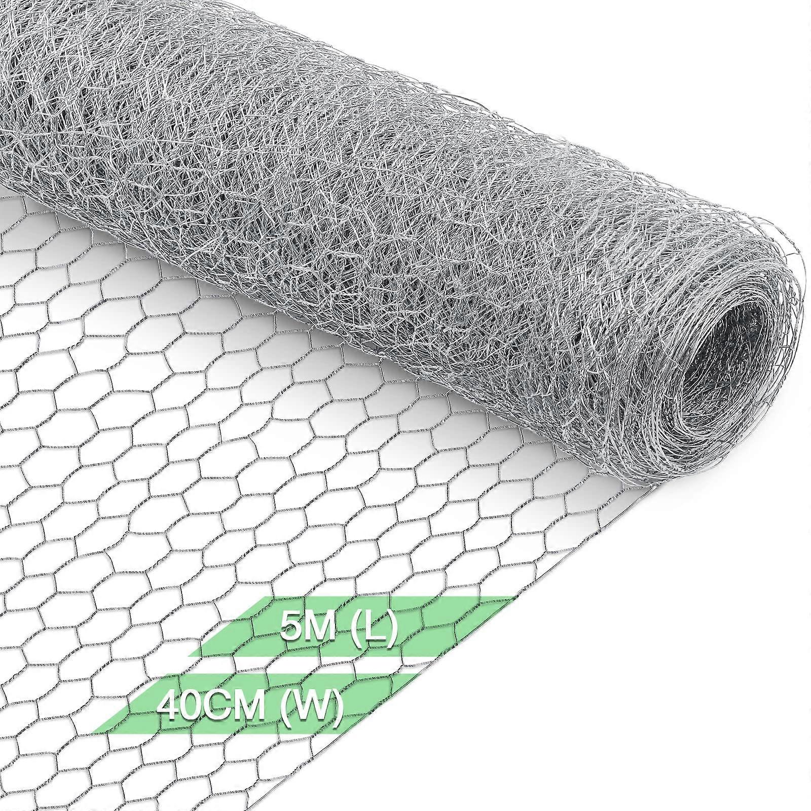 Rabbit Wire Chicken Wire Galvanised 40cm x 5m Hexagonal Mesh Garden Fence 15x25mm Holes 0.5mm Wire Thickness