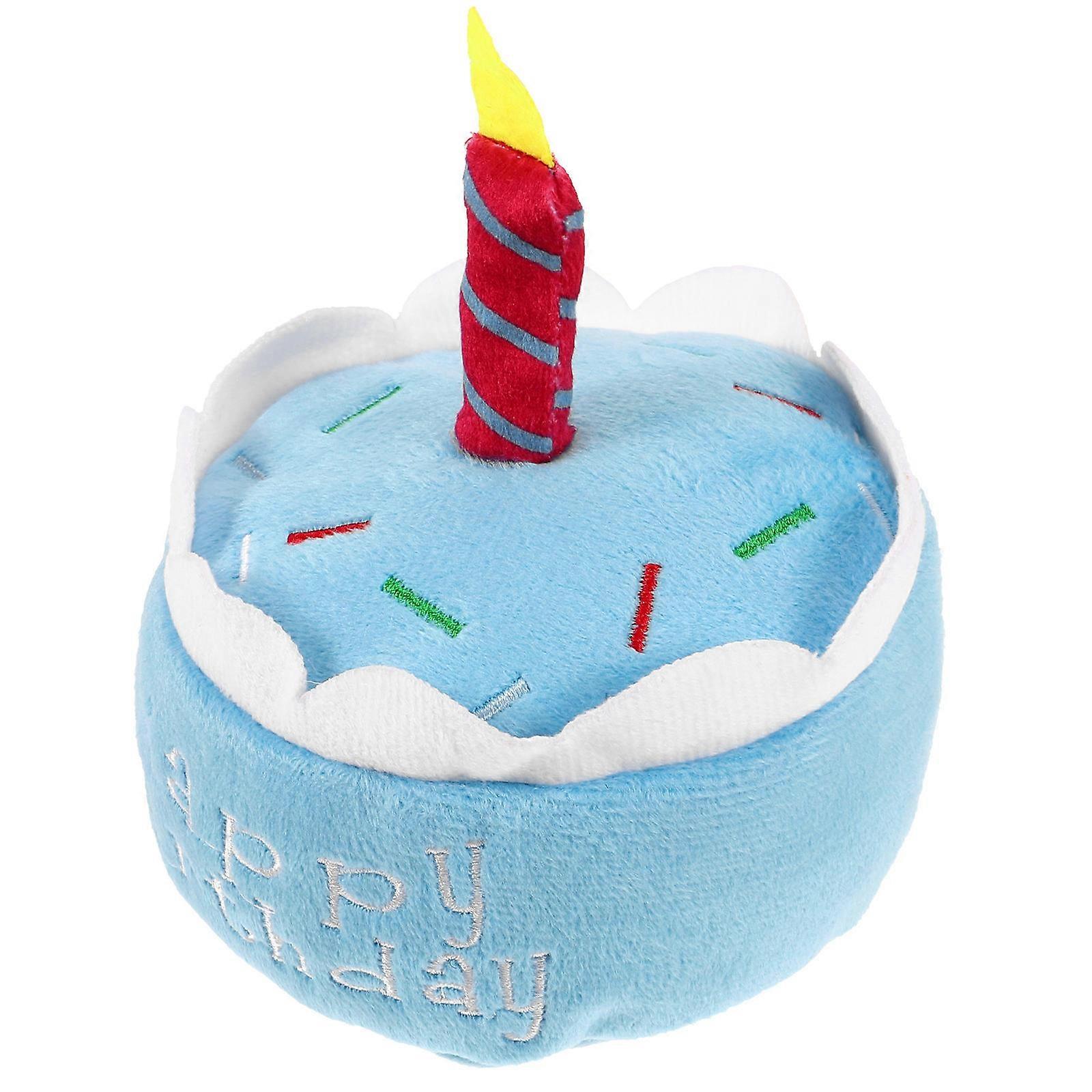 Plush Dog Birthday Cake Squeaky Chew Toy for Puppies and Pets – Fun, Durable, Soft Plaything for Stress Relief and Party Favors