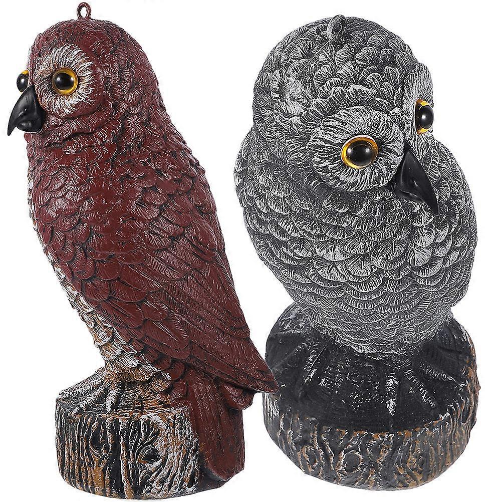 Owl Statue For Home Decor Plastic Fake Owl Statues Red Brown Advanced Simulation Technology 2Pack