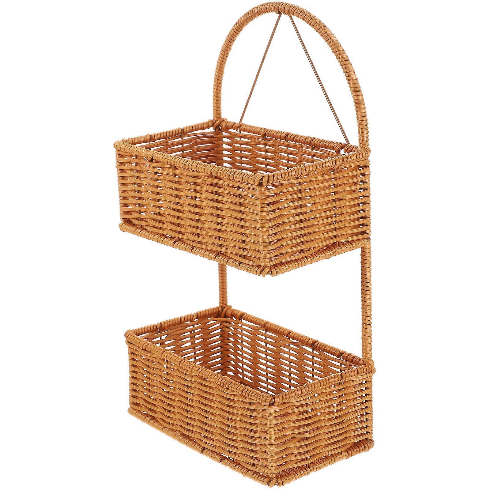 バスルームキッチン収納用の編み籐壁掛けバスケット – 家庭用ナチュラル素朴な装飾花オーガナイザー