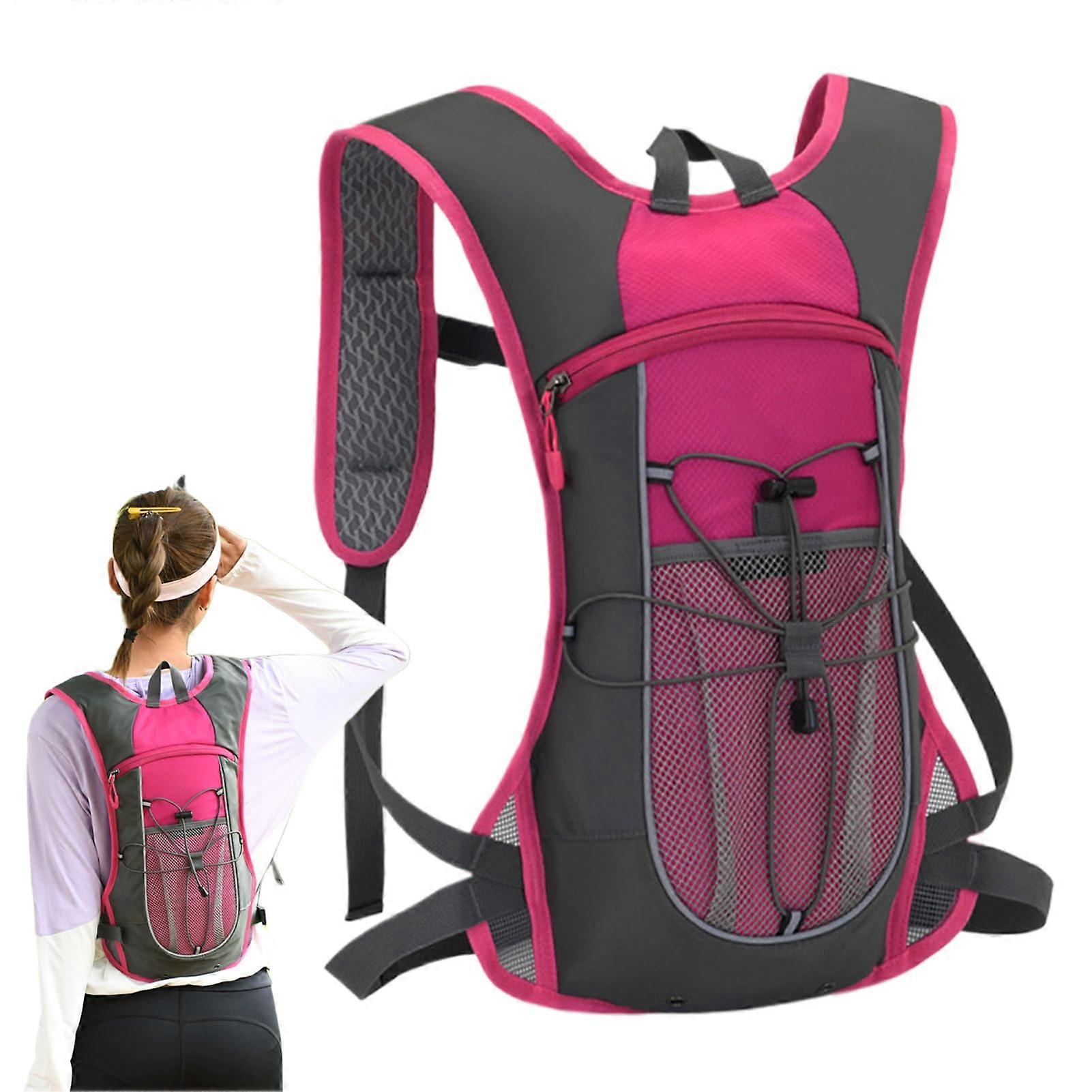 Bicycle Backpack Unisex Daypack For Men And Women Breathable Mountaineering Gear With Reflective Stripes Hot Pink