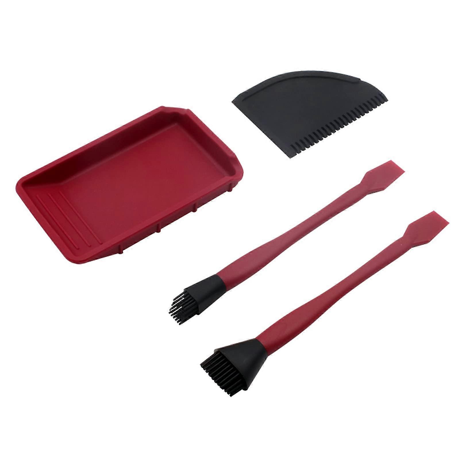 4pcs Silicone Brush Set for Woodworking - Narrow Brush, Wide Brush, Flat Scraper, Wood Glue Application Tools