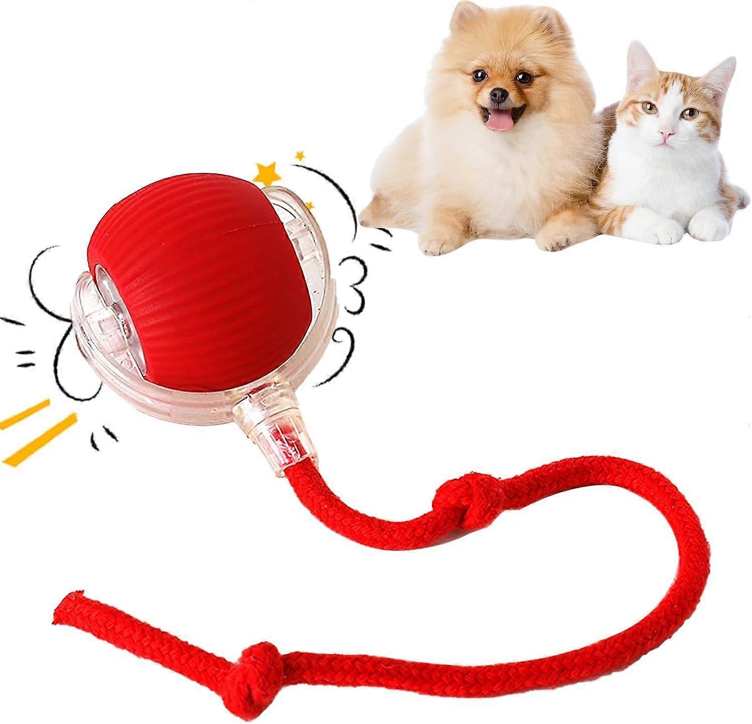 Interactive Cat Ball Toy - USB Rechargeable Smart Ball for Cats and Dogs, 360° Rolling, Three Modes, Red Color