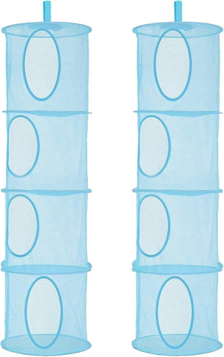 Foldable Hanging Storage Net, 2 Pack Hanging Toy Organizer, 4 Compartment Mesh Basket for Teddy Storage