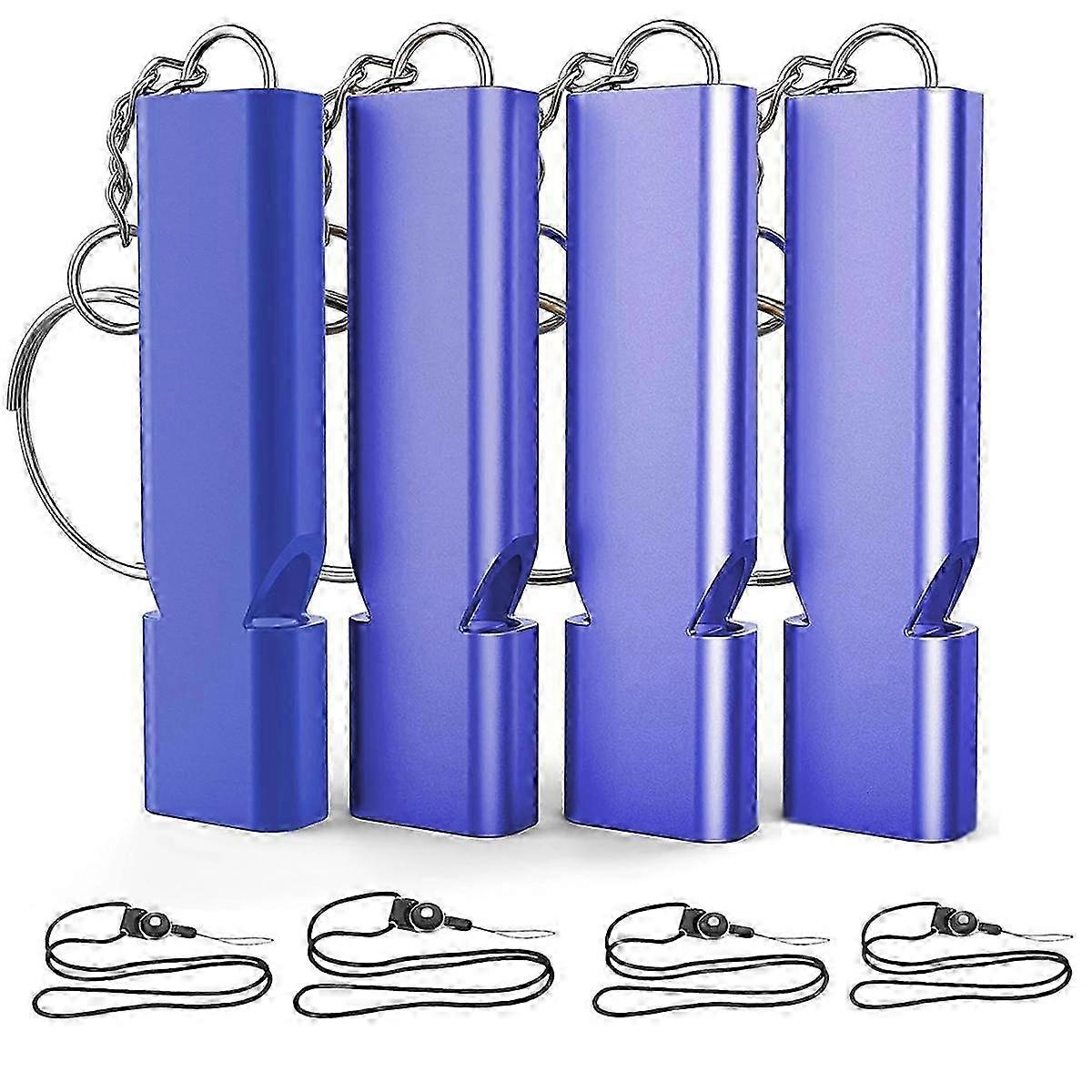 4PCS Emergency Survival Whistle Set with Neck Ropes - Blue