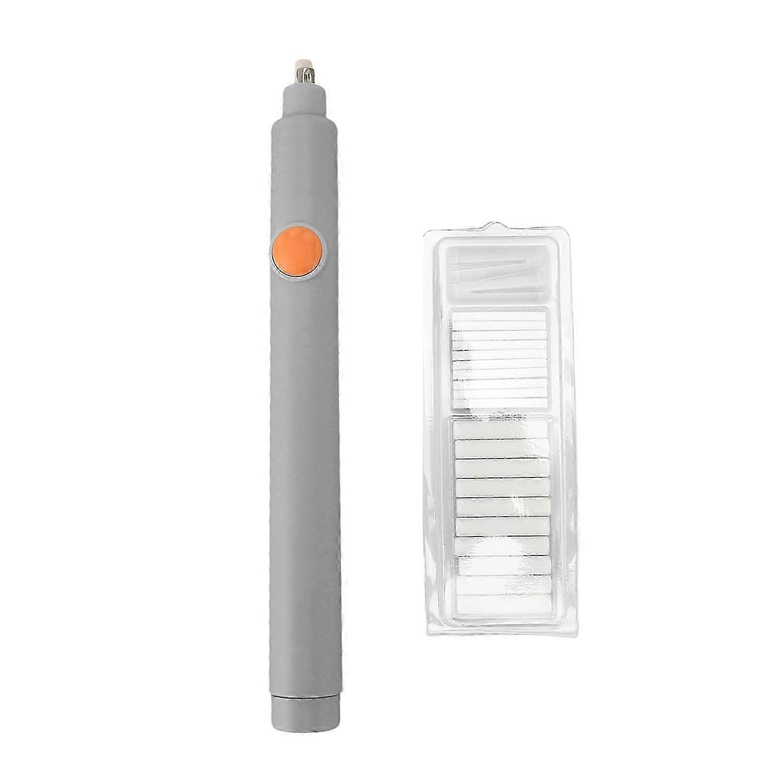 Electric Eraser Easy Operation Adjustable Length AAA Battery Powered with 20 Refills Gray