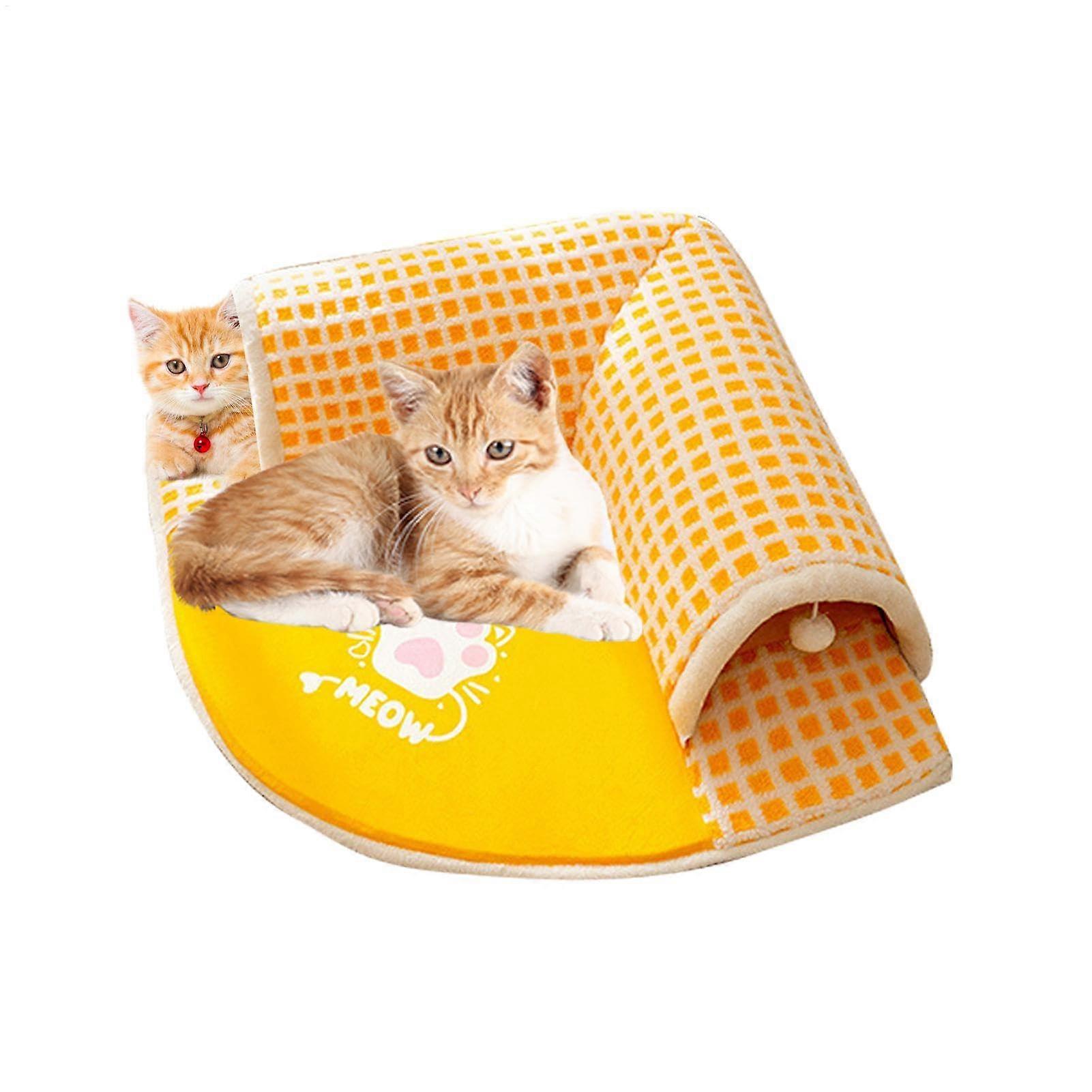 Katzentunnelbett 2-In-1 Warm Cat Bed Ground Cave, Cat Tunnel Carpet With Non-Slip Bottom, Indoor Outdoor Hide And Seek