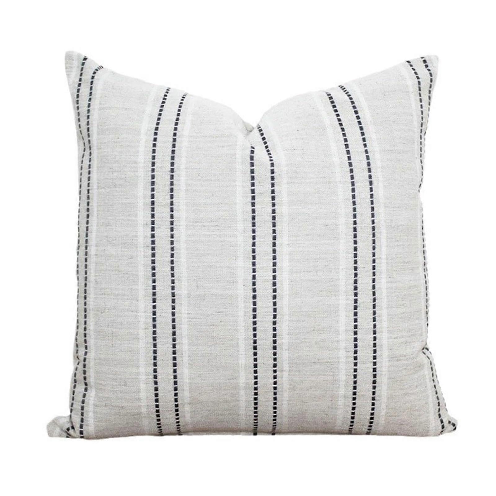 Decorative linen pillow cover with textured colored stitching, for couch or living room, sofa, bed