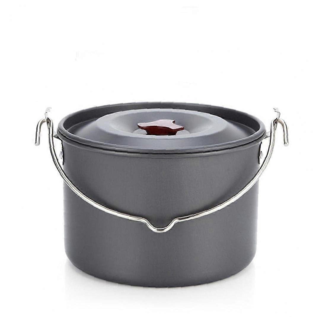 Camping Hanging Pot Cookware Set for 5-6 People, Lightweight White Aluminium Kettle for Travel, Hiking, and Outdoor Camping