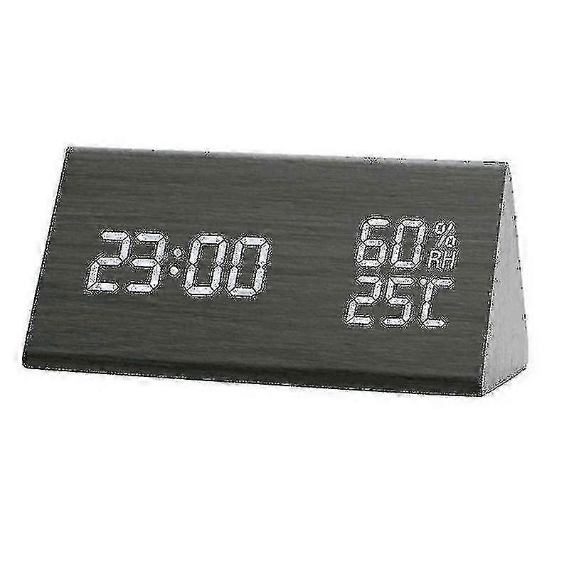 Digital väckarklocka med natt LED-display och röststyrning, bordsklocka, 1 stycke, svart