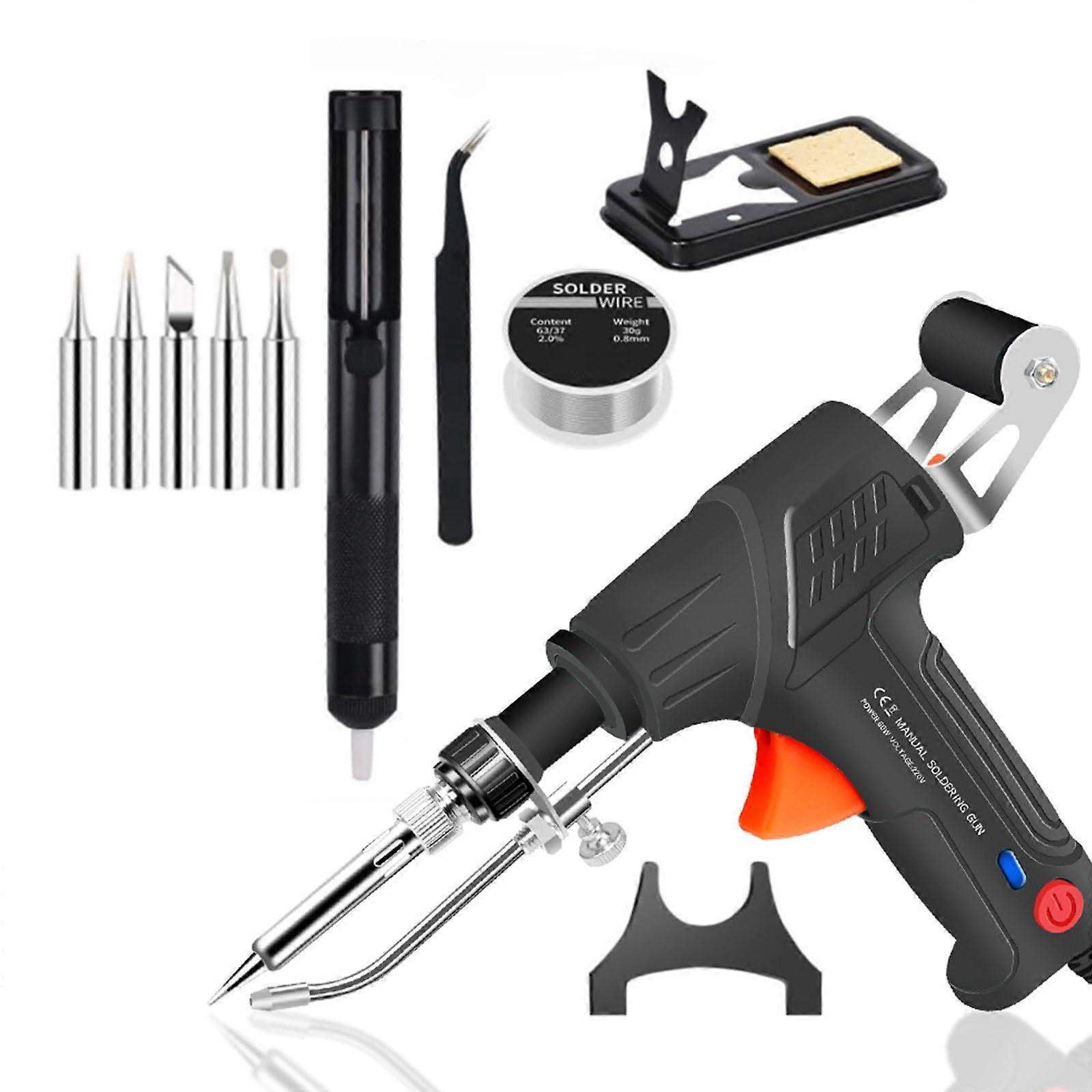 Electric Soldering Iron With Internal Heating Technology For PCB Soldering, Portable Solder Wire, Includes 5 Iron Tips