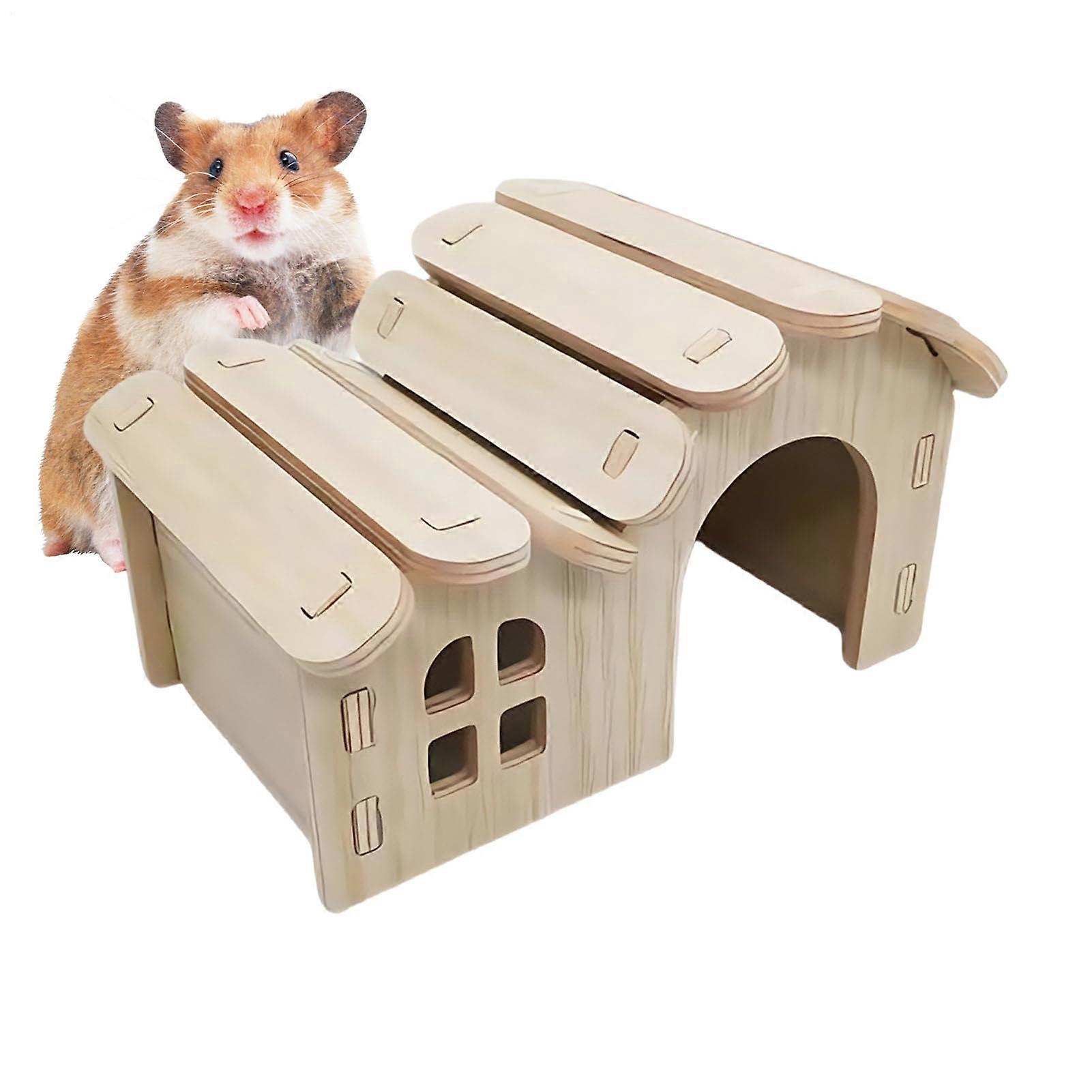Hamsterheim, Hamster Hideout  Wooden House for Hamsters and Ferrets as a Sleeping Spot and Play Area for Indoor, Outdoor, and OntheGo Use.
