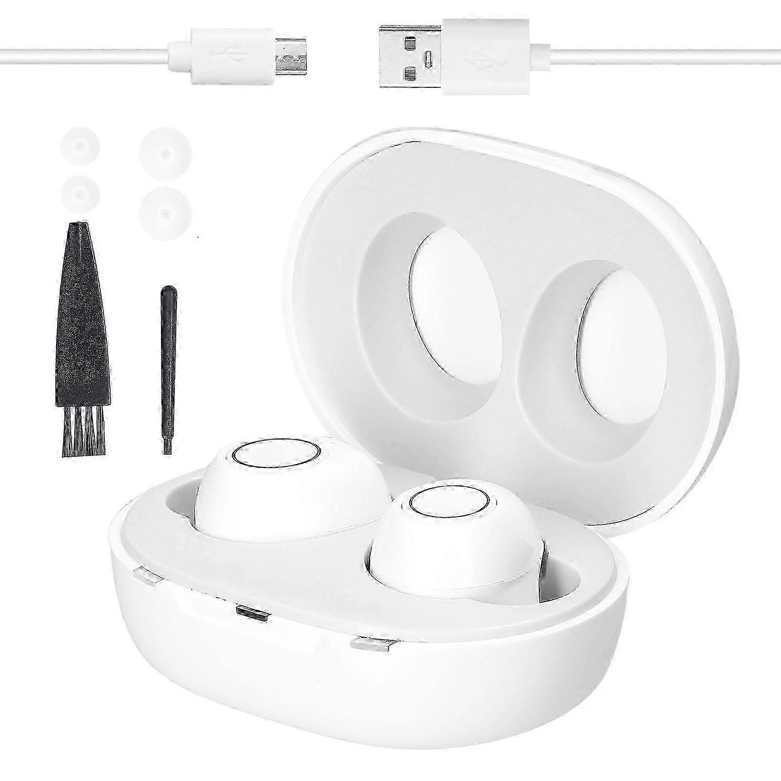 Mini Rechargeable Hearing Device with Volume Control and USB Charging Base