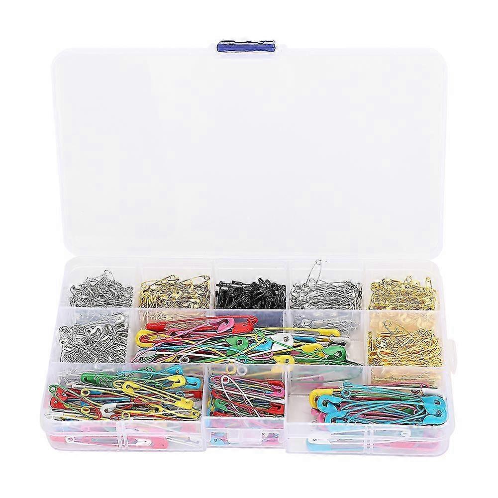 500Pcs Multicolor Safety Pins Boxed Set with Various Specifications