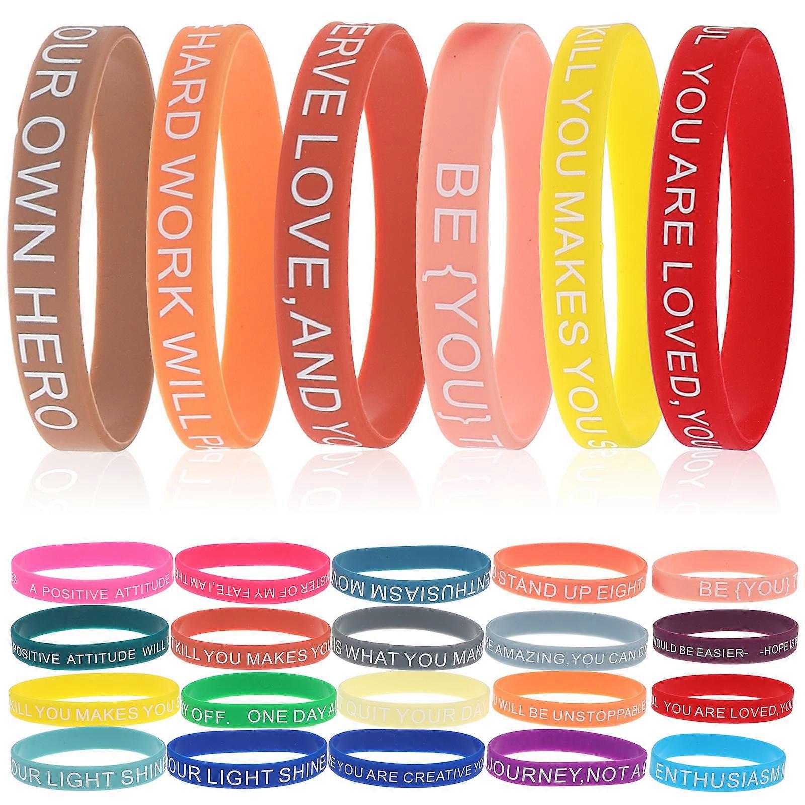 Silicone Wrist Bands Inspirational Bracelets Unisex Design Most Ages Green Purple 60Pcs