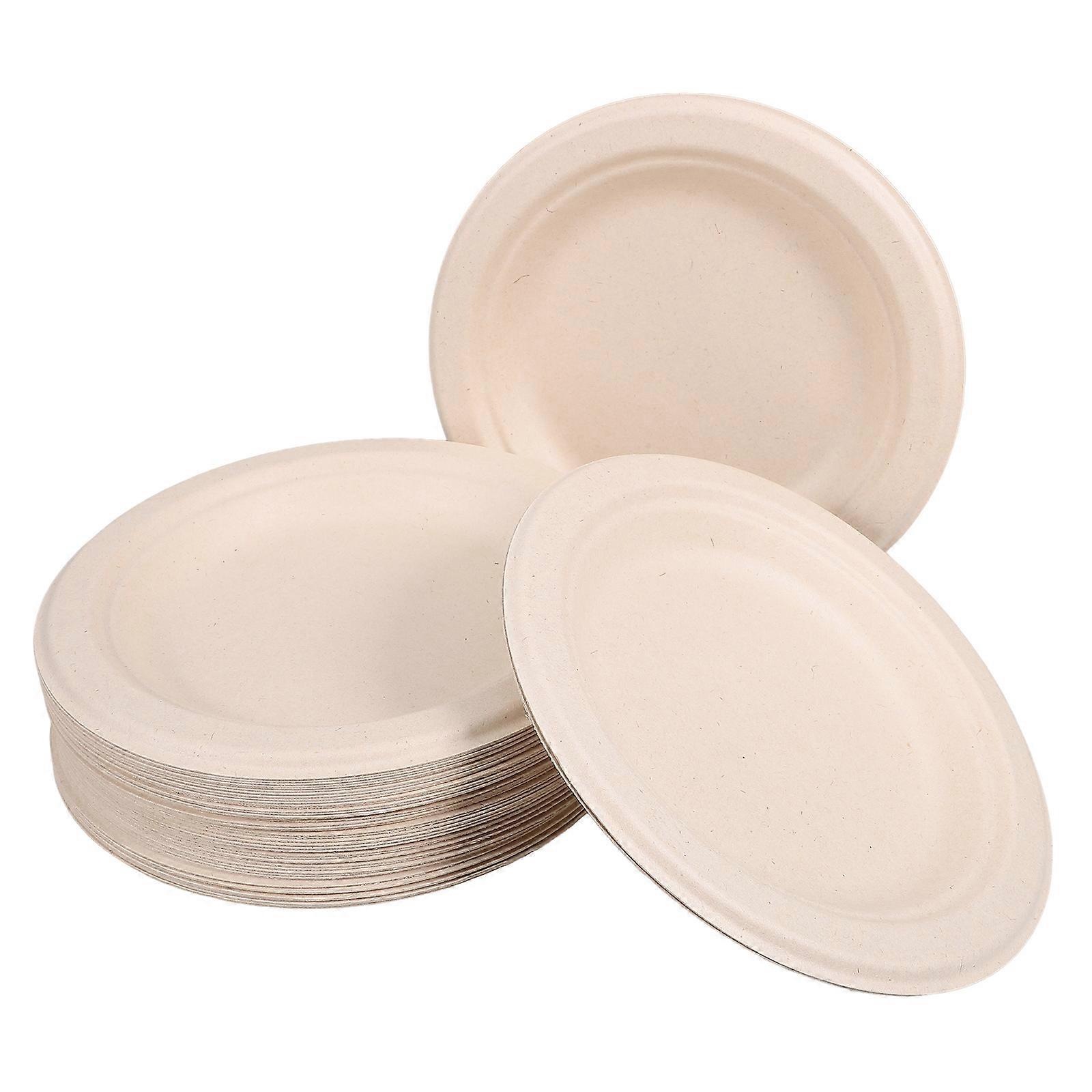 Party Plate Paper Plates Bulk Appetizer Plate Pulp Material Oval Shape 50Pcs