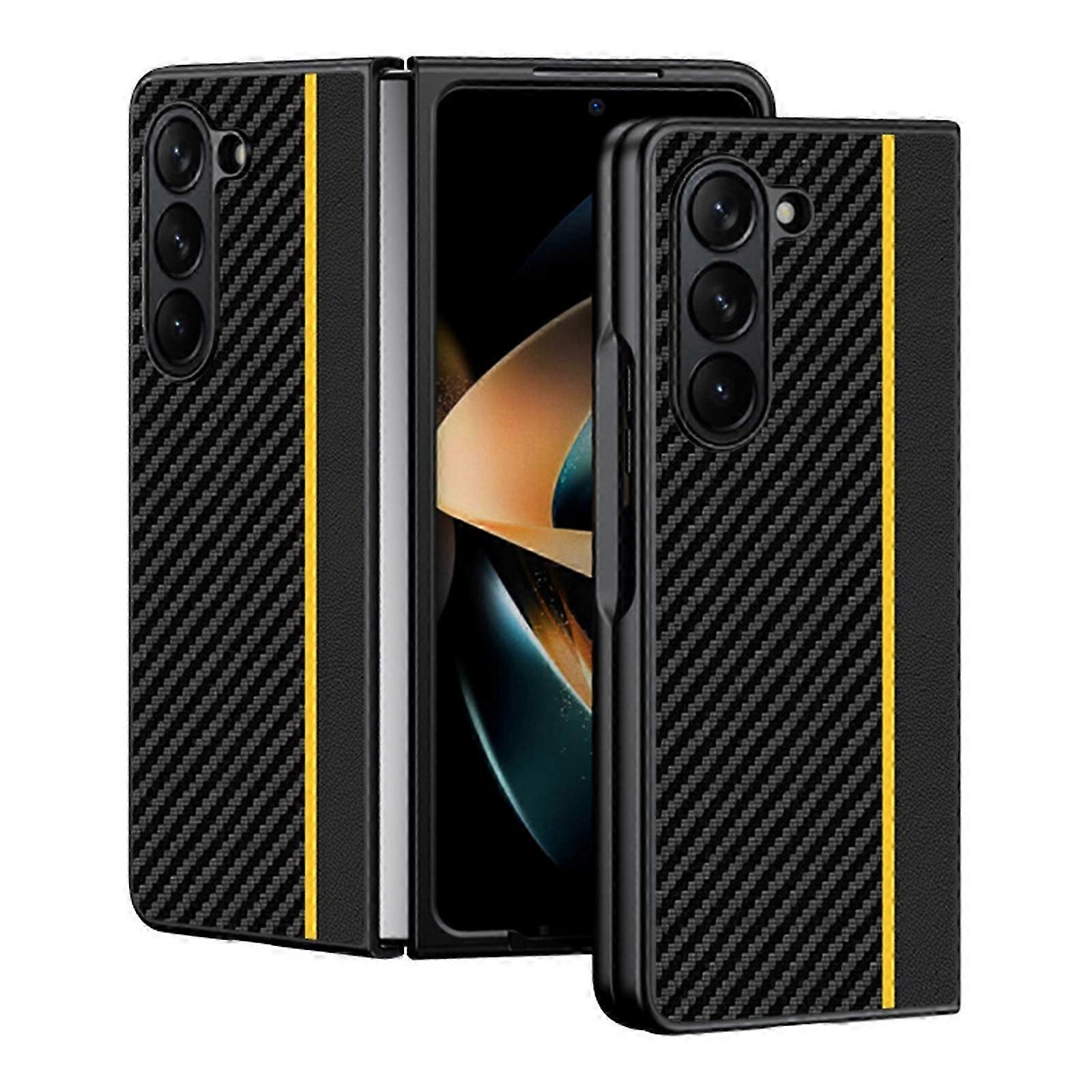جراب من ألياف الكربون لجهاز Samsung Galaxy Z Fold 5 ، غطاء واقي من الجلد النحيف ، غطاء واقي مضاد للصدمات مضاد للخدش