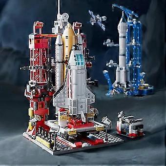 Lanceercentrum Maanlander Model Bouwstenen Ruimteschip Ruimtehaven Figuur Shuttle Raket Stenen Bouwspeelgoed