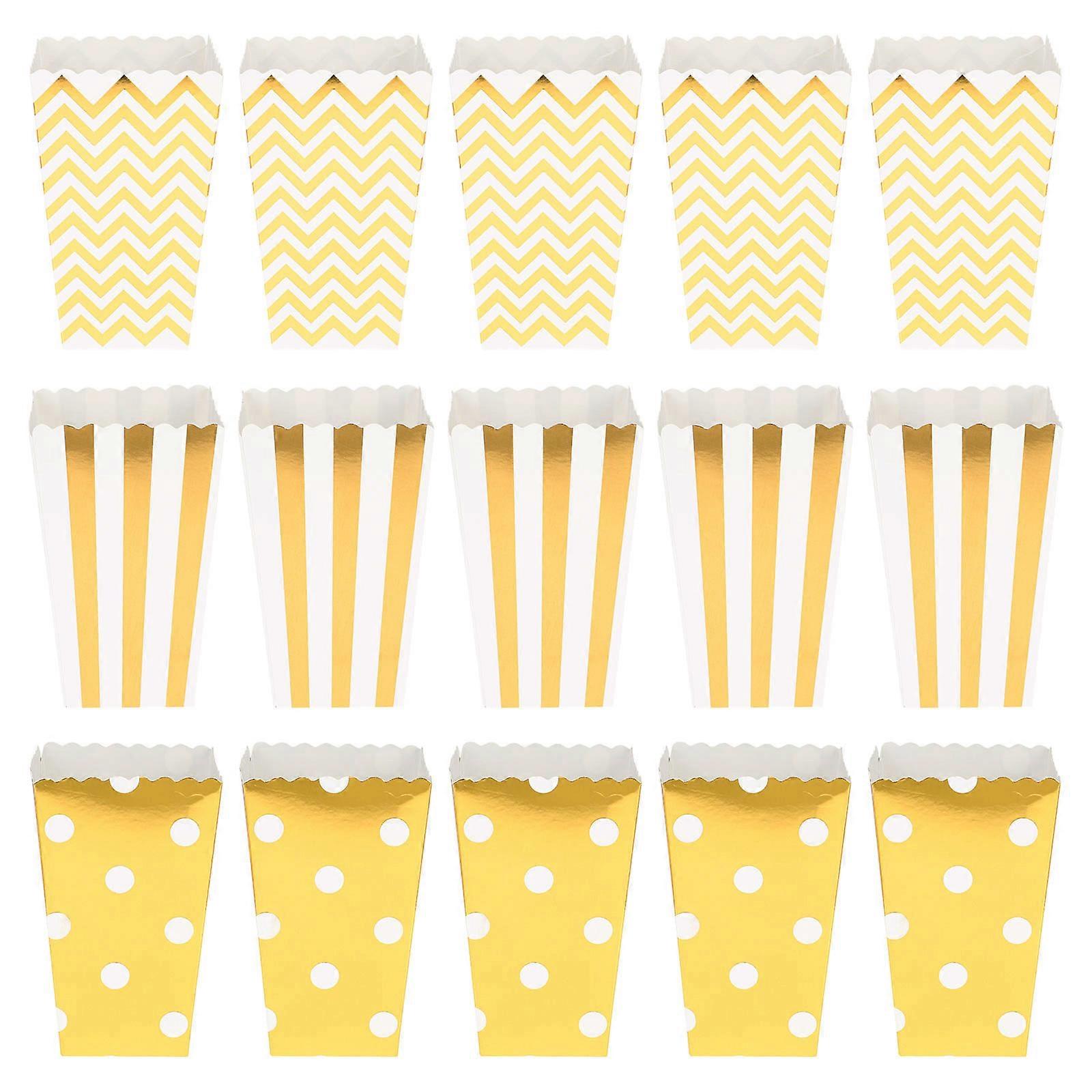 Birthday Party Popcorn Paper Box Golden 11.5x7cm Storage Snack Container 60Pcs
