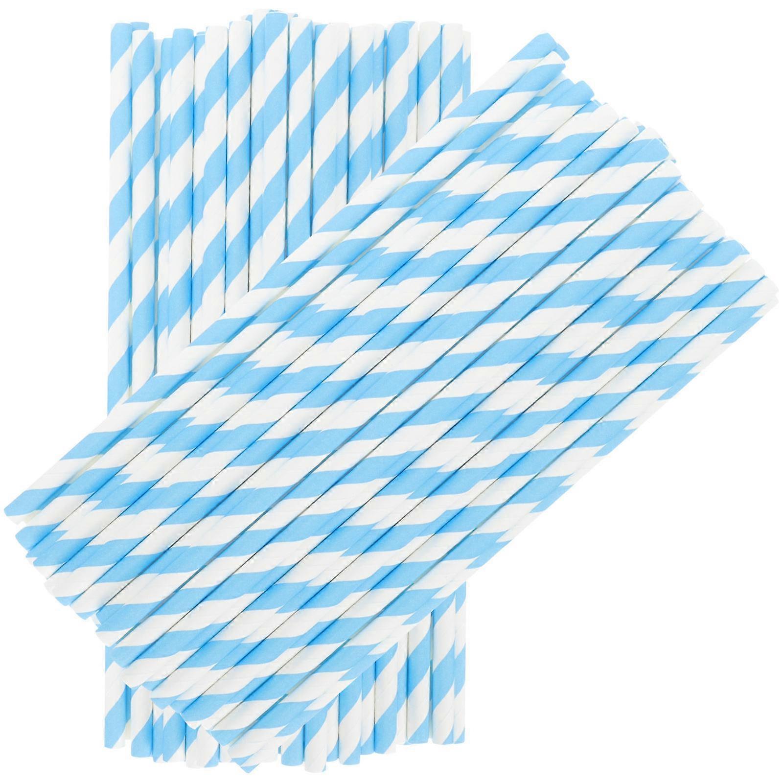 Decorative Drinking Straws Paper Navy Stripes For Home Gatherings Size 19.6x0.6cm 100Set