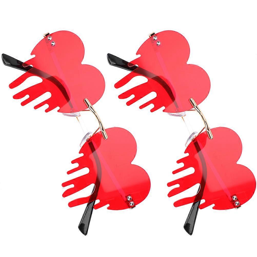Love Sunglasses Temperament Rimless Eyewear Disco Party Red 12.5x5.5cm UV 2Pcs