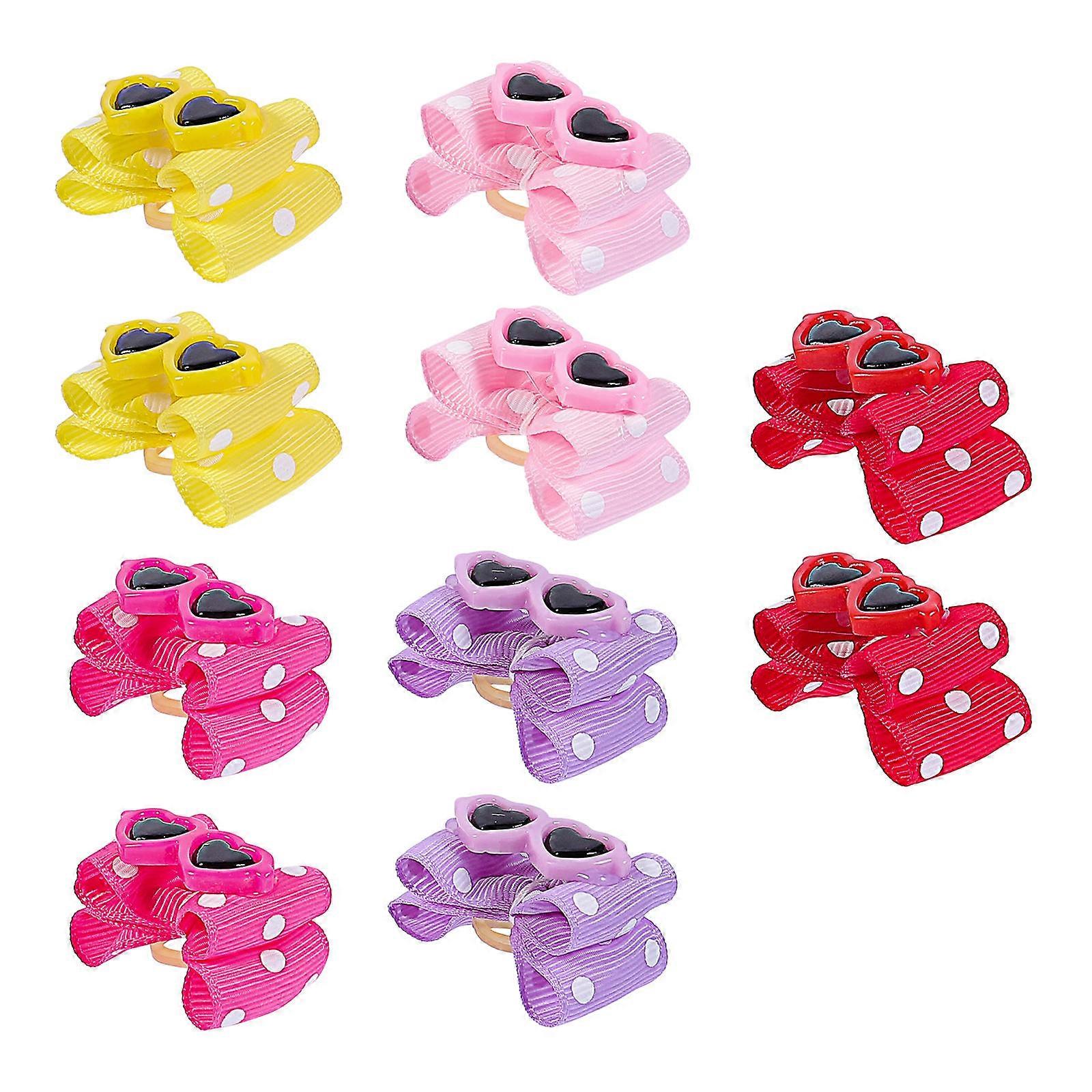 Pet Dog Hair Clips with Bowknot Glasses Design for Decorative Headdress Assorted Color Polyester