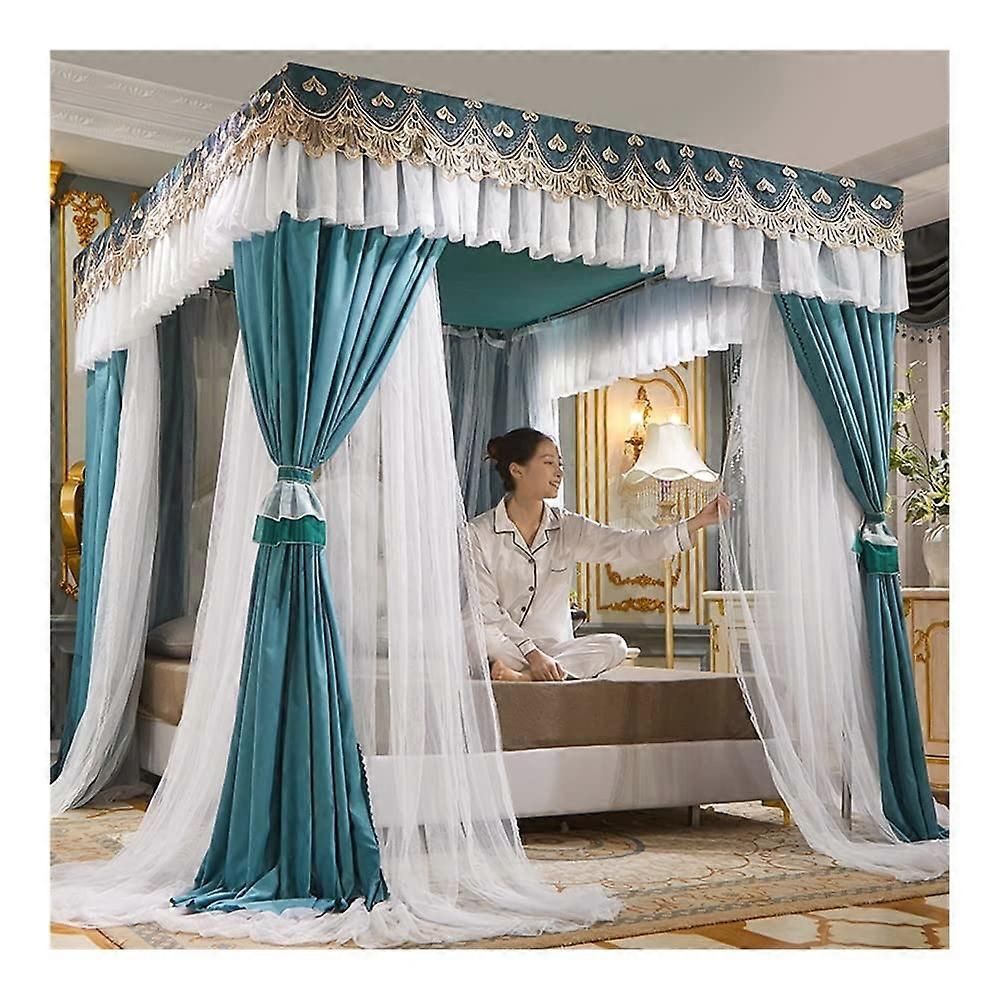 Mosquito Net for 1.5m/5ft Bed, Four Seasons Universal Bed Canopy, Includes Shade Fabric/Screen Curtain/Metal Support (Color: Style 19, Size: 1.5x2x2m)