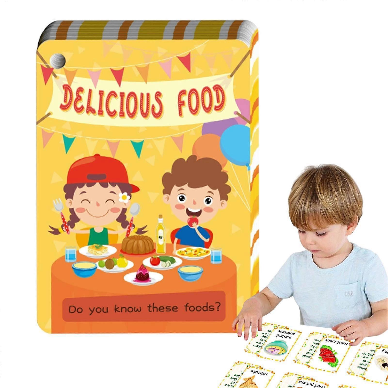 48 Interactive Food Flash Cards Engaging Cognitive Food Images, Early Learning Game for Kids and Toddlers, Boys and Girls