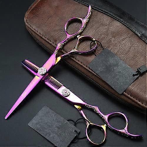 6' Professional 440c Purple Plum Cut Thinning Thinning Scissors (Color: Set)