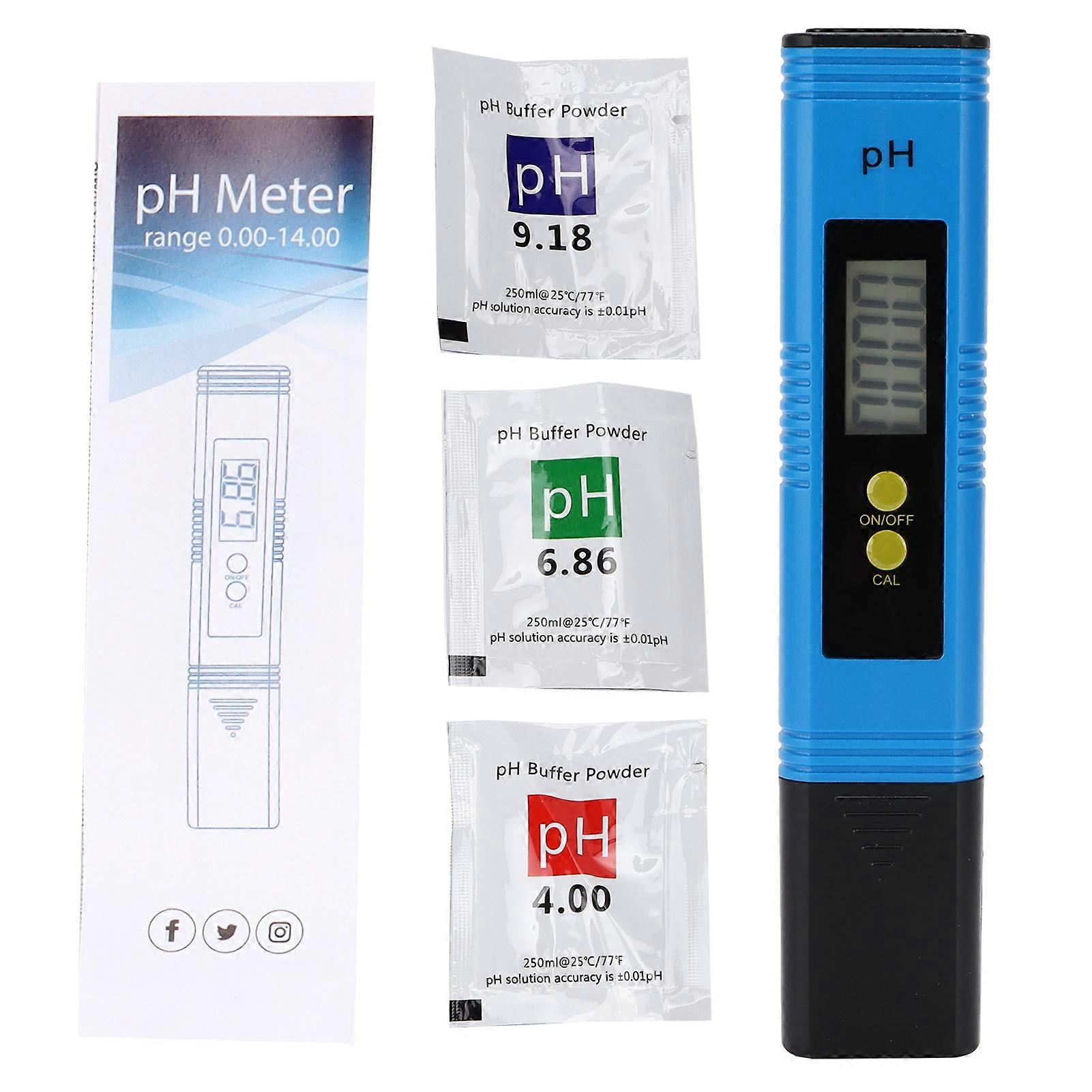 PH Meter Tester Portable LCD Digital Water Quality Test Pen for Aquaculture Pool Aquarium Blue