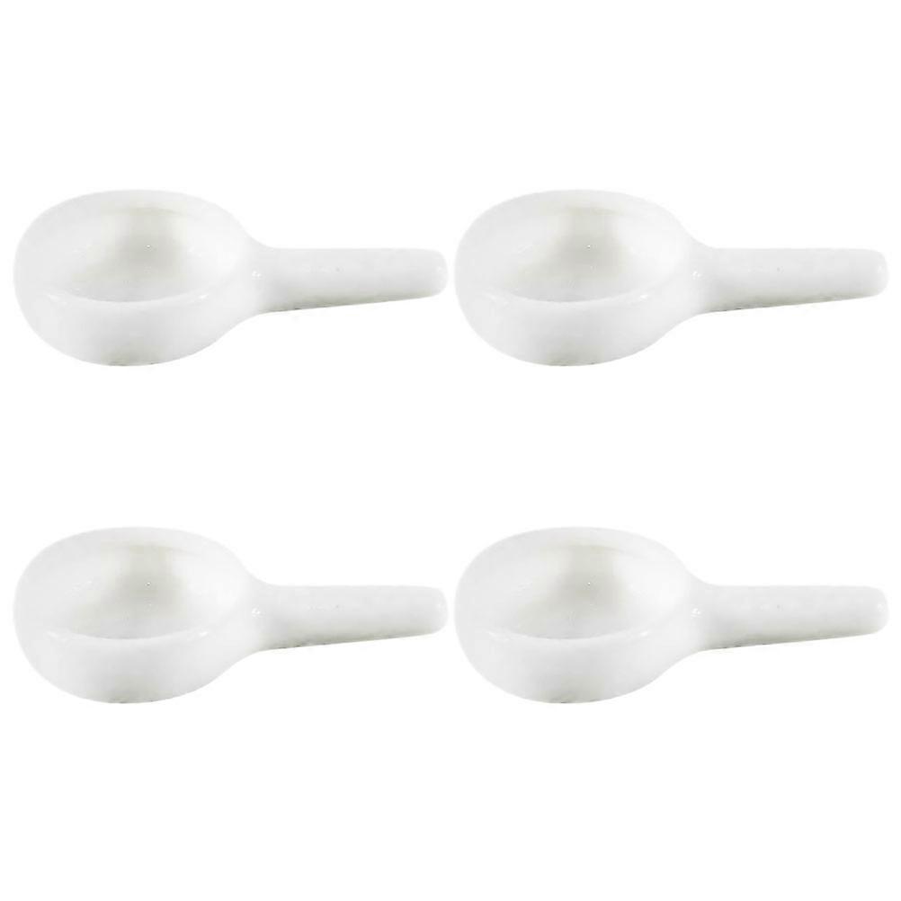 White Ceramic Candle Holders Set of 4 with Handle – Tea Light Holder and Candle Tray for Home Decor, Spa, and Meditation – Smooth, Easy to Clean