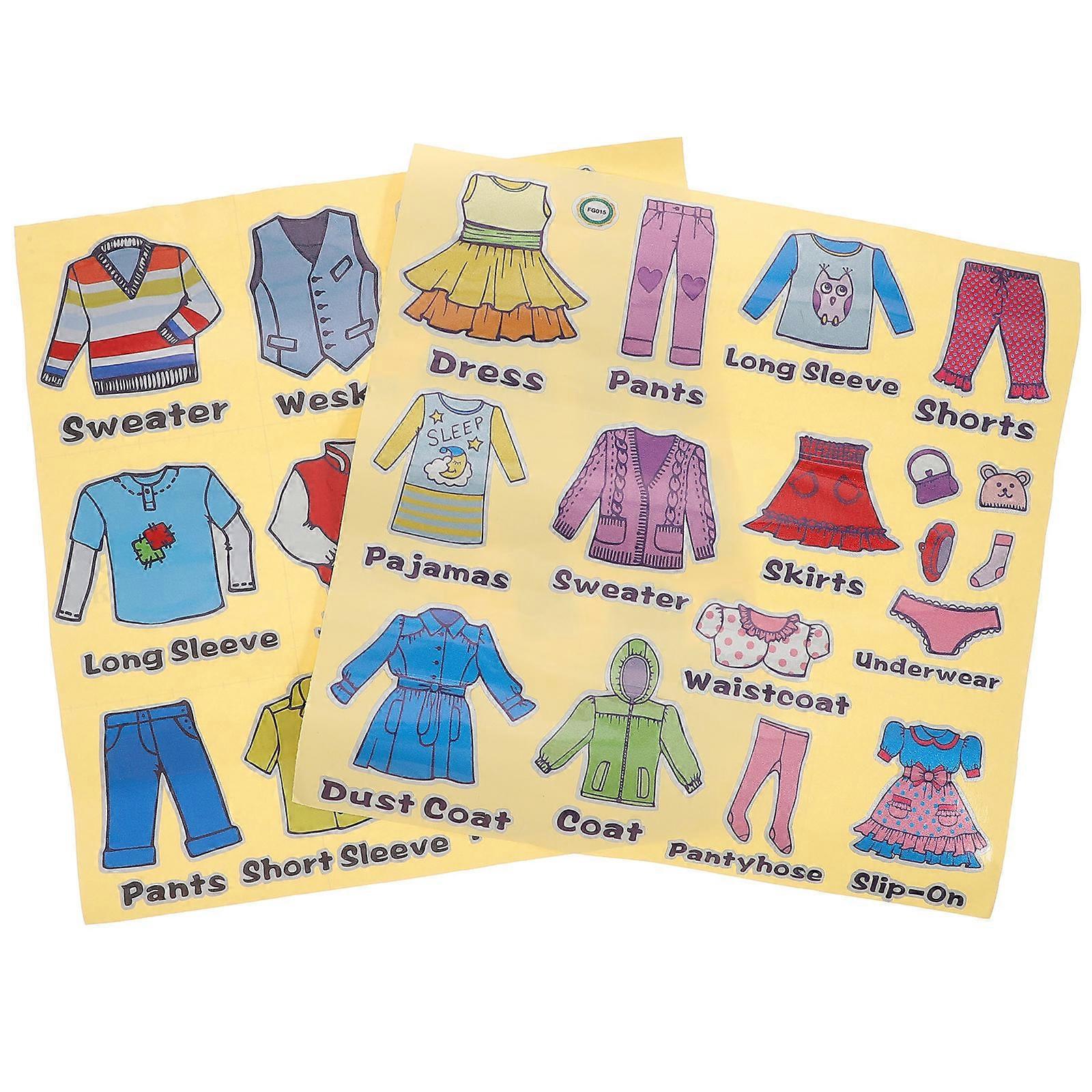 2 Sheets Clothing Classification Labels for Dresser Sort Stickers, Removable Wardrobe Organizer Decals for Storage and Organization