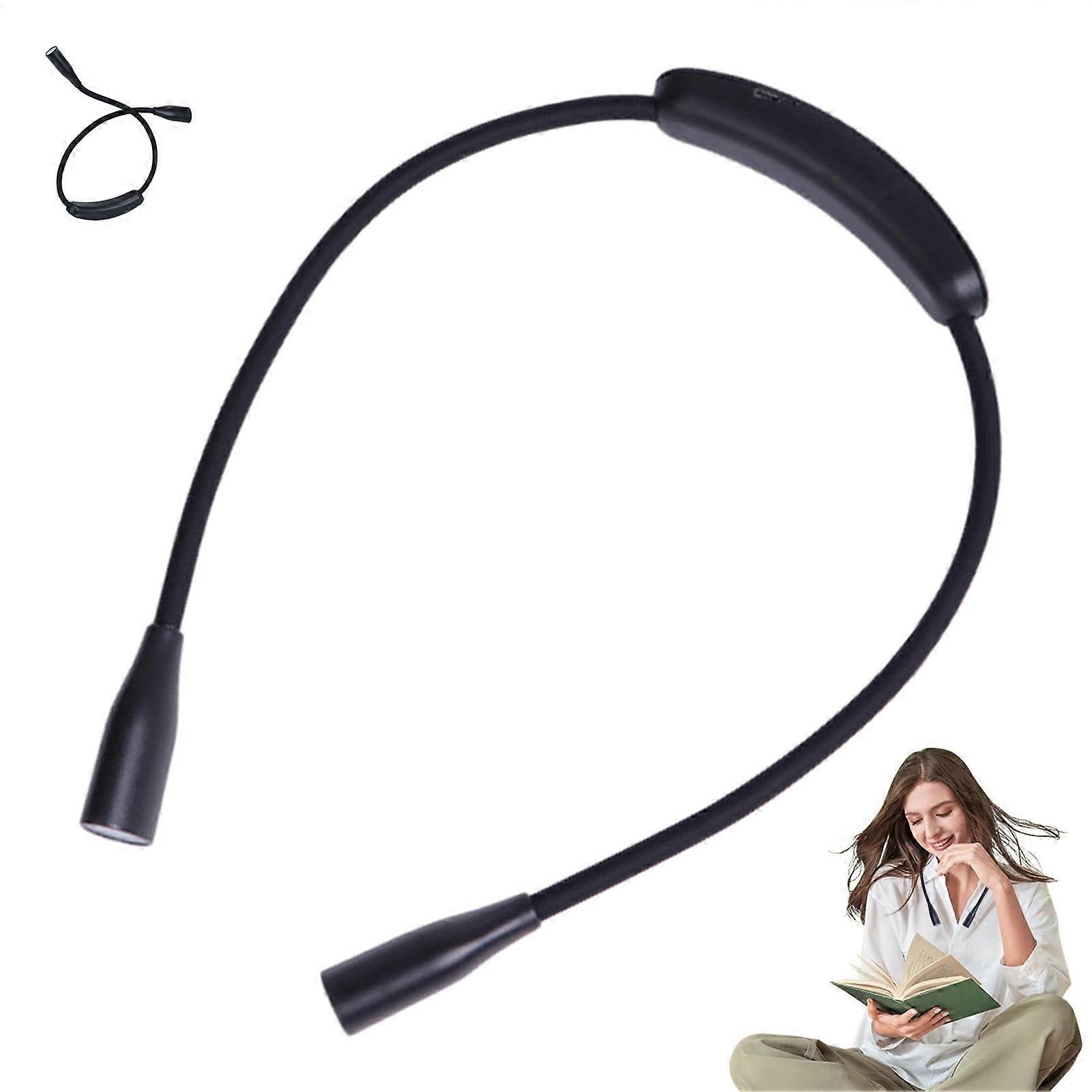 Neck Reading Lamp Eye Protection Reading Light, Durable, Comfortable Wear, Adjustable with Folding Arms for Repairs, Reading, Camping, Crafts, Black