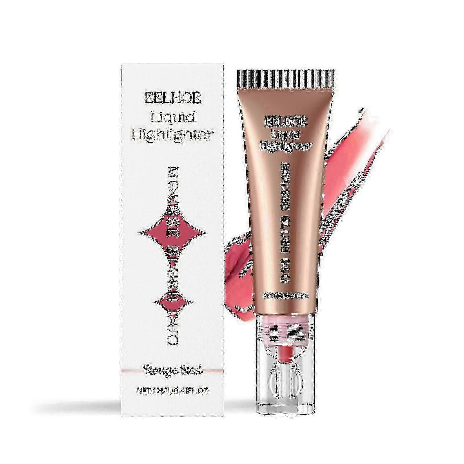 Liquid Highlighter Blush Cream (Carmine) Natural Lightweight Matte Toning Highlighter Multi-Functional Facial Blush Cream