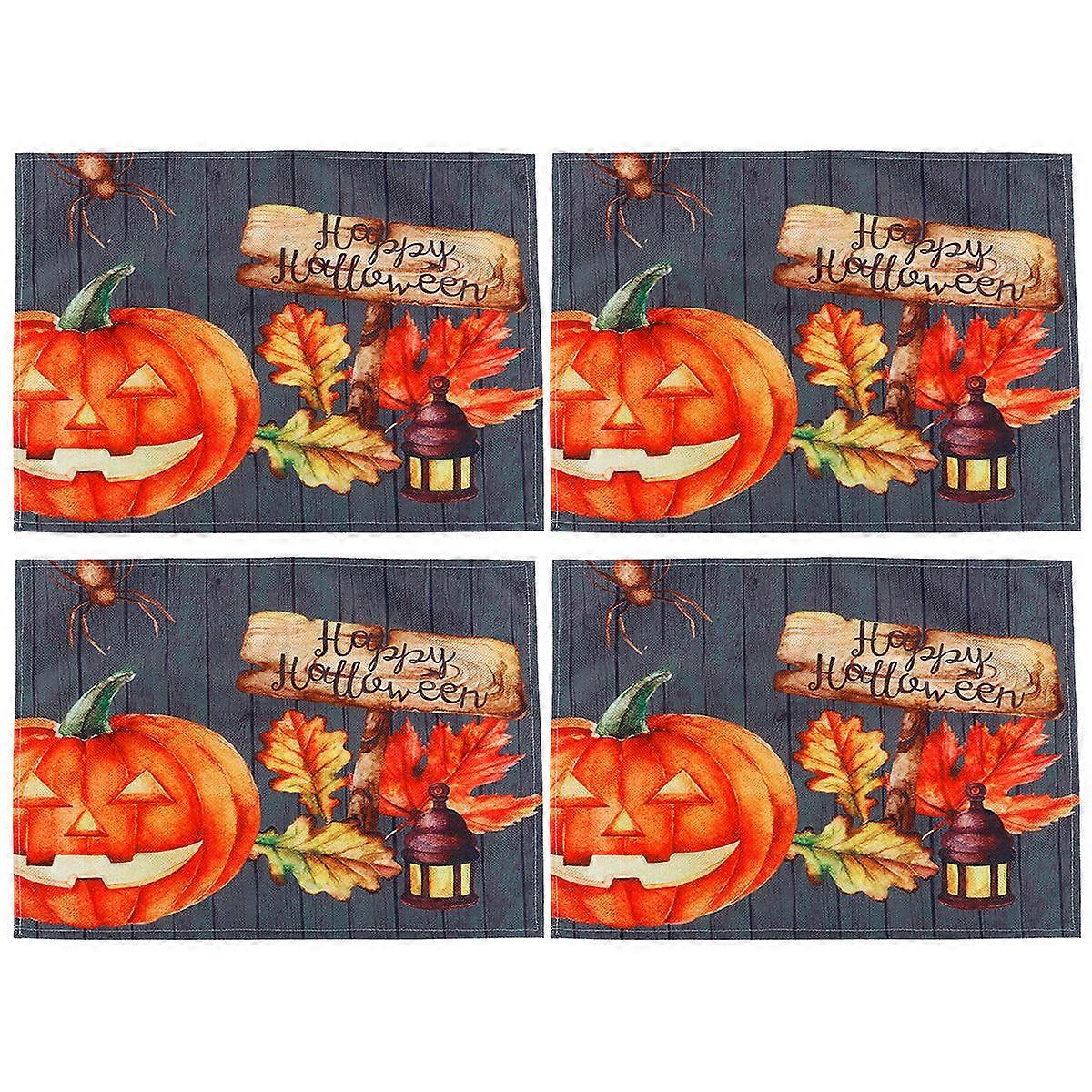 Table Mats For Table Halloween Place Mat Rectangular Shape Fun Halloween Patterned 4Set