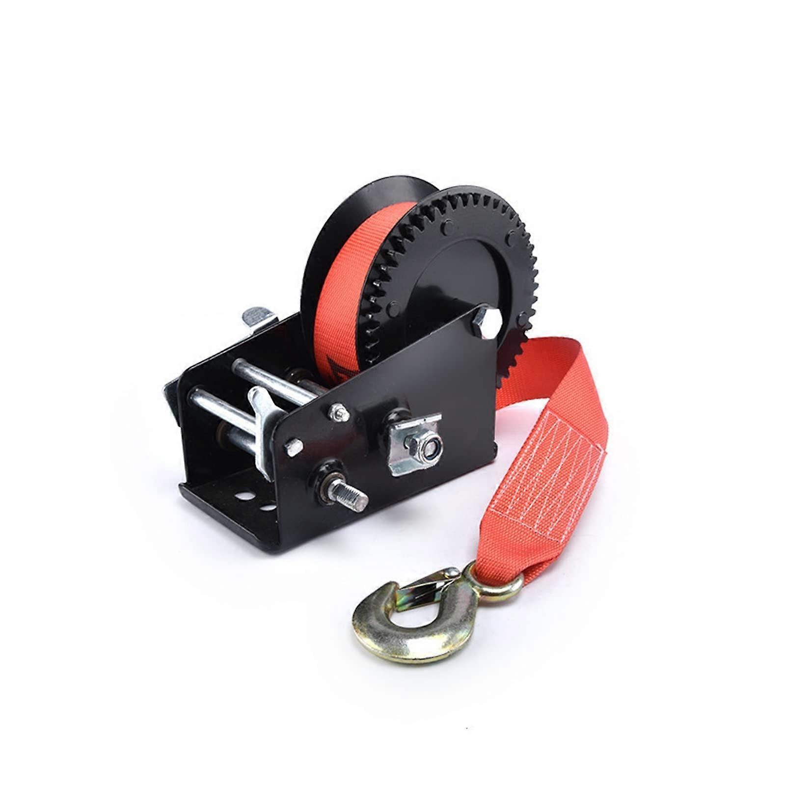 Electric Hoist Winch Hand Lifting Winch Black Plastic Swamp 2500 lbs Yacht Winch with Webbing for Garages, Warehouses, Factories