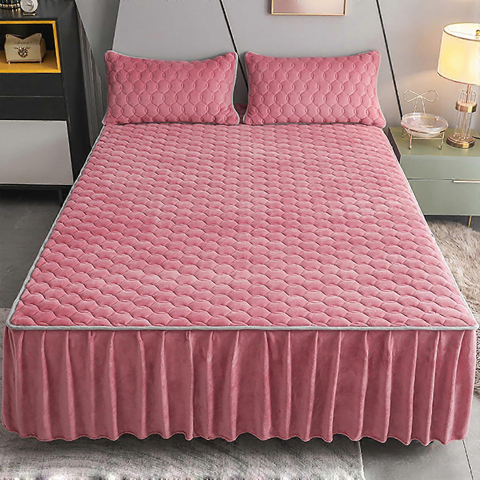 Extra thick plush fitted sheet, milk velvet, solid color (Cal King, Pink)
