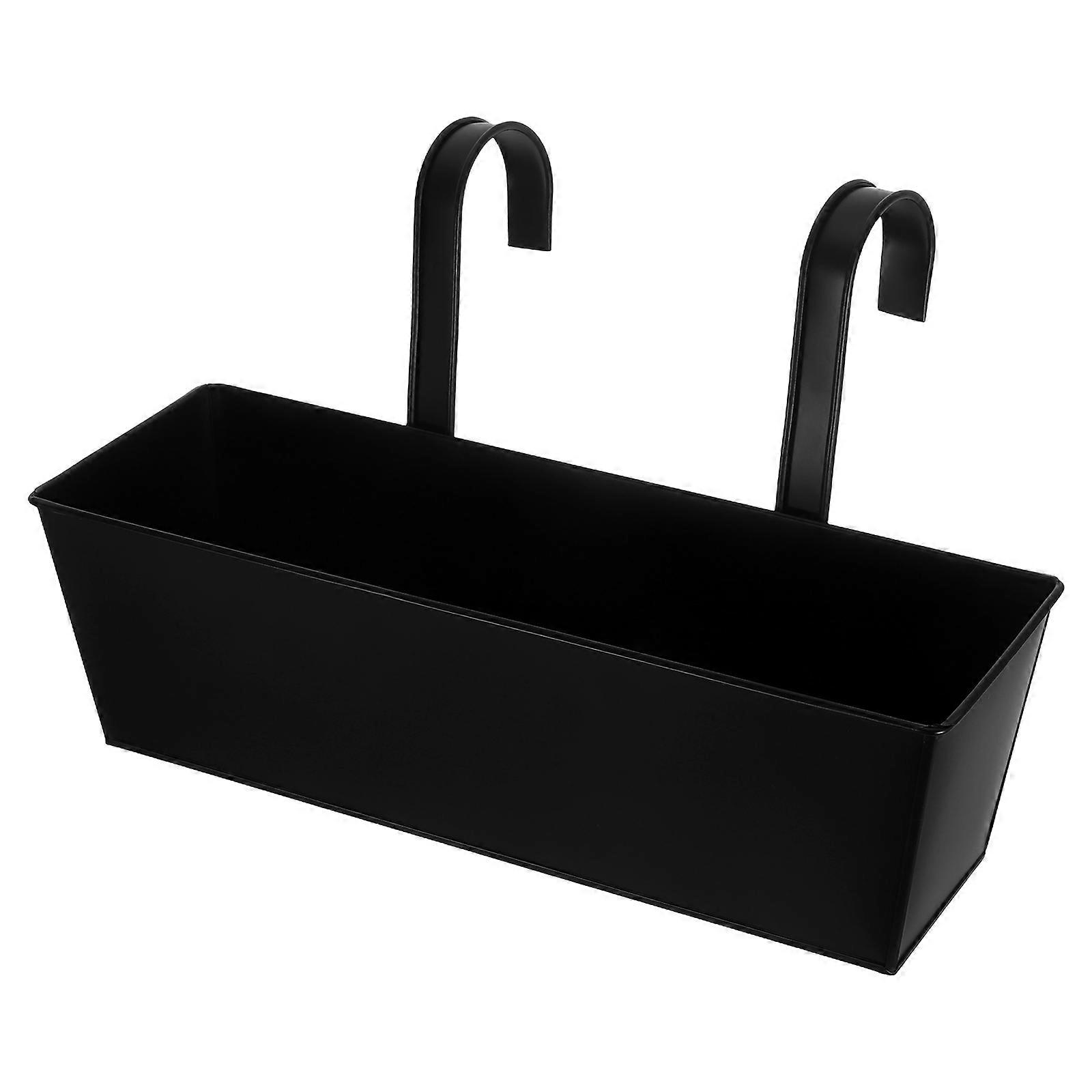 Iron Fixed Flower Planter Hanging Bucket Railing Succulent Planter with Hooks Decorative Wall Mounted for Balcony Garden Outdoor Indoor Use 1Set