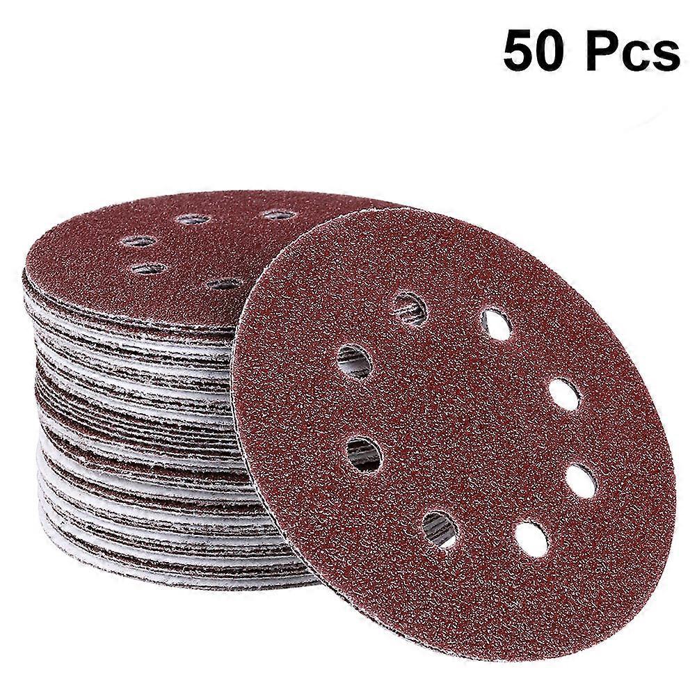 Circular Pads Sandpaper For Orbital Sander Heat Resistant Moisture Resistant 8 Hole 50Pcs