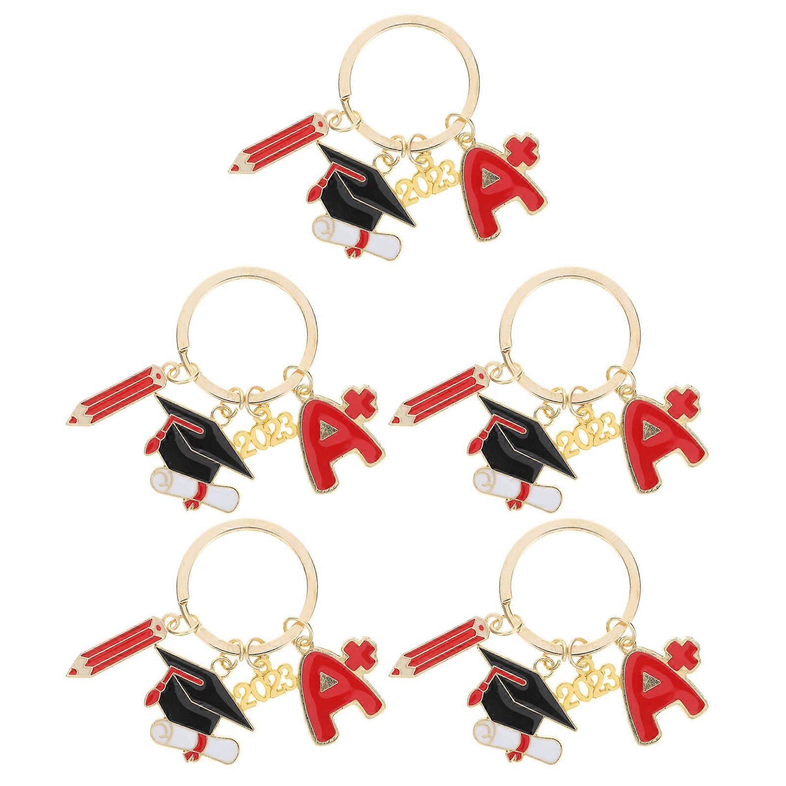 Graduation Keychain Keyring Chain Key Organizer Bag Accessory Multi Color 6.2x5.7cm High School Graduates Celebration Party 5Pcs