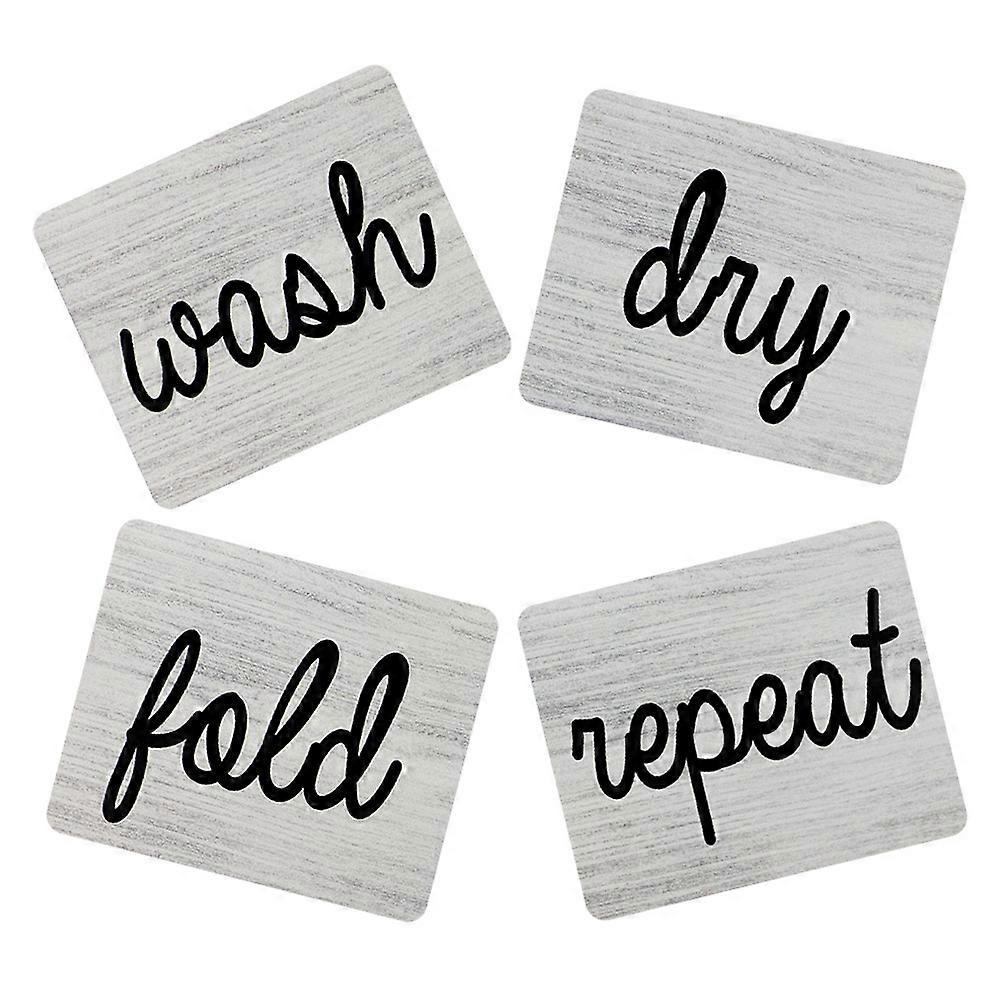 Laundry Room Decorative Signs with Unique Hanging Design for Home Decor in Light Grey 4 Pieces