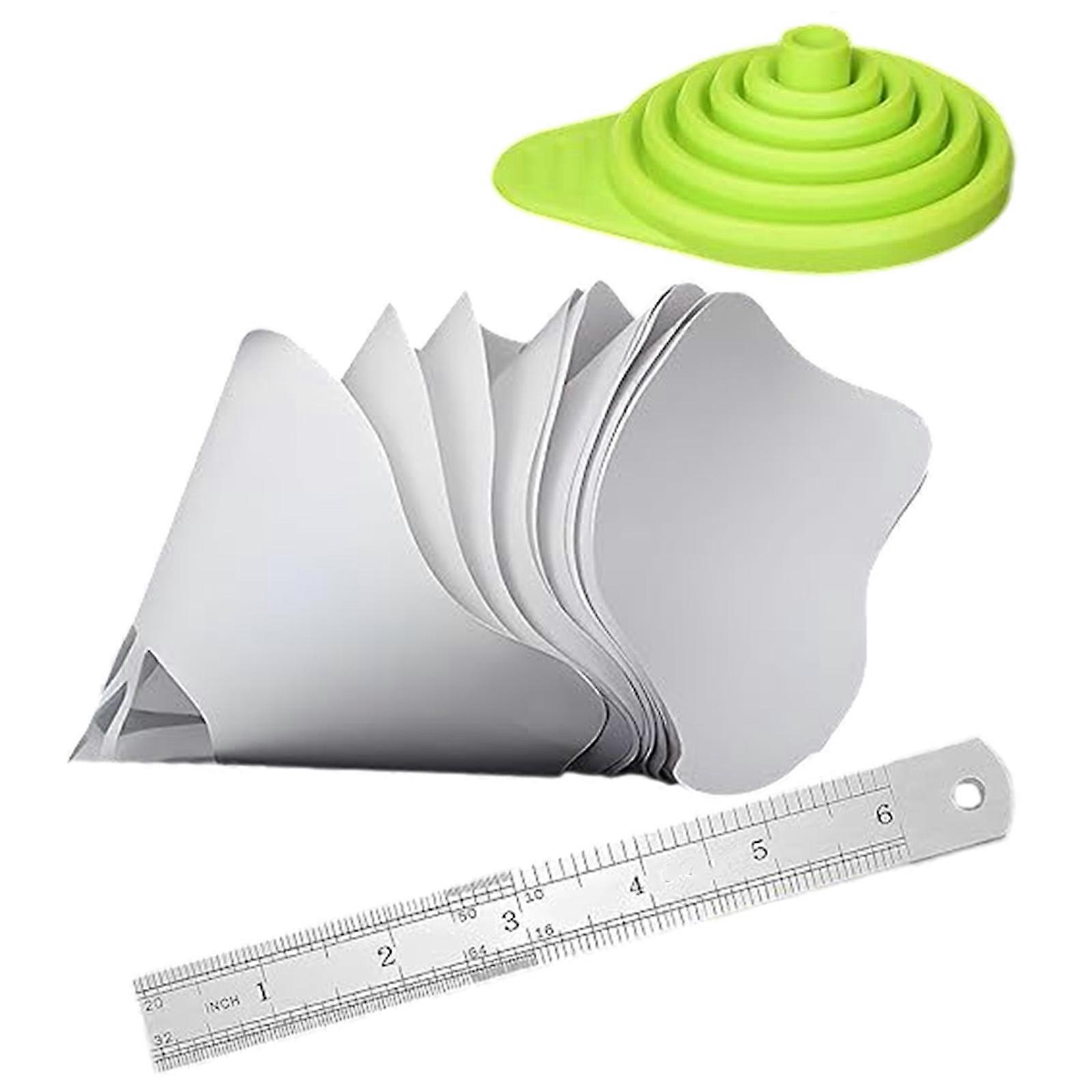 Sada papírových filtrů na barvu s praktickým silikonovým trychtýřem a kovovým pravítkem, snadno se přenáší, pro automobilový průmysl a 3D tisk, vícebarevná