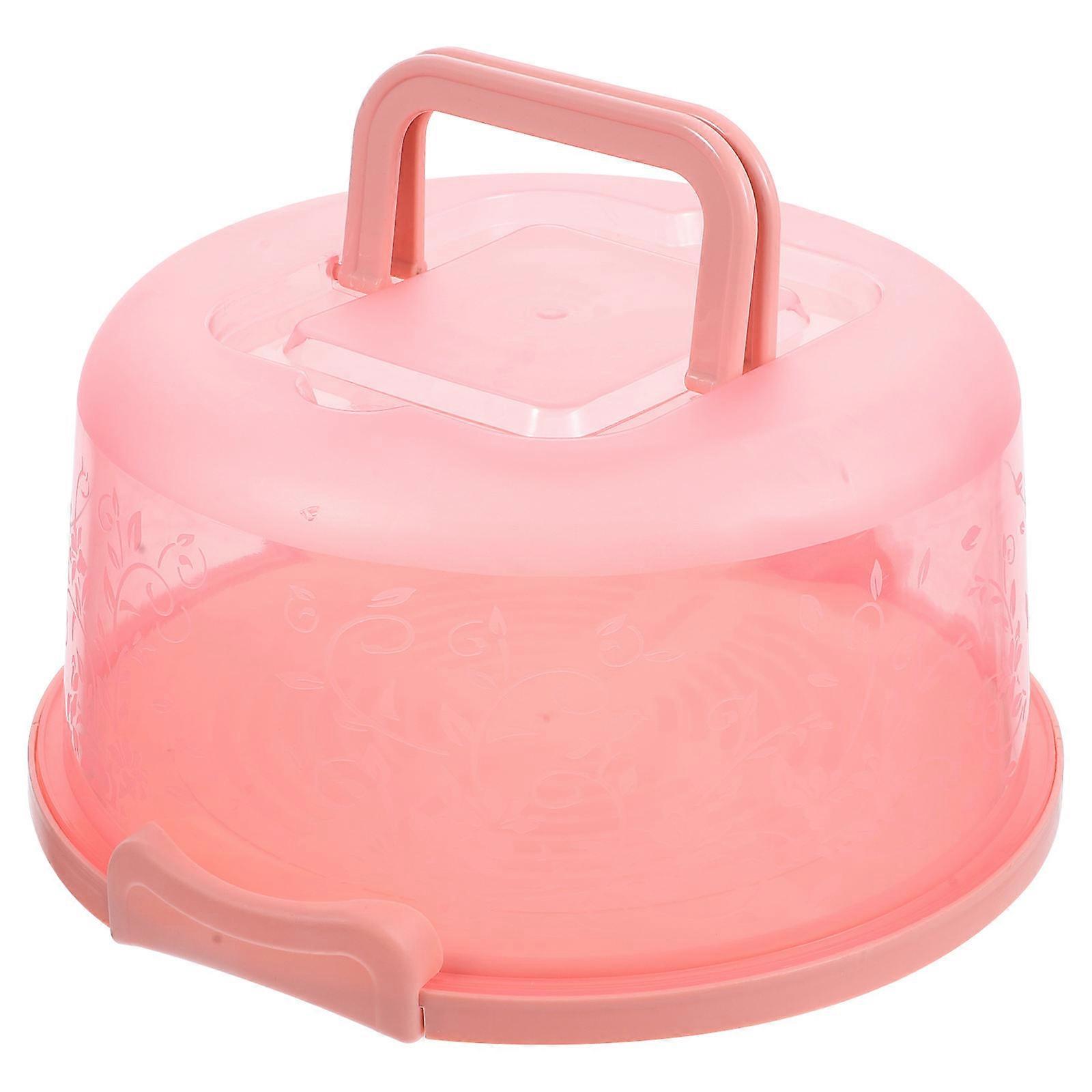 Pink Plastic Cake Box for Storage Portable and Food Grade Suitable for Round Cakes 1Pc