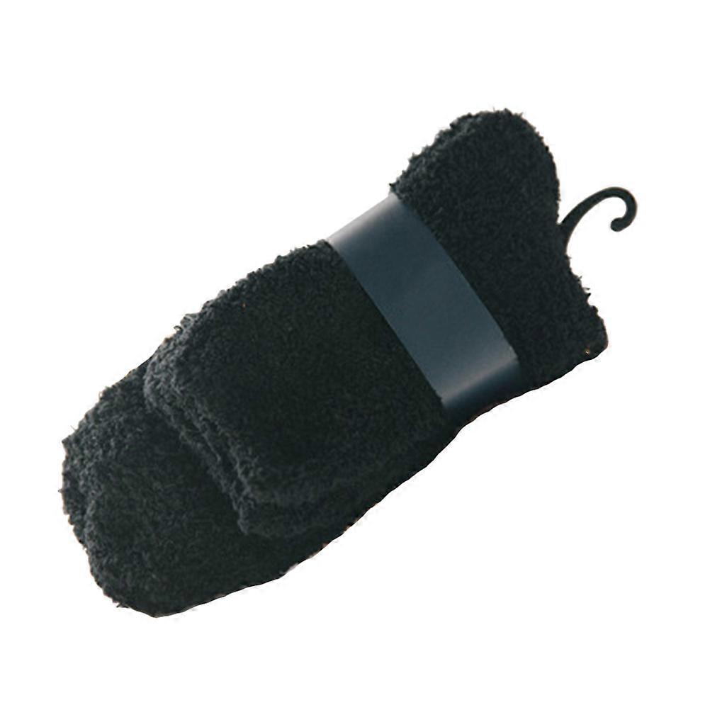 3 Pairs Solid Color Men's Fluffy Socks Fuzzy Thick Warm Coral Fleece Home Sleeping Stockings for Winter Free Size (Black)